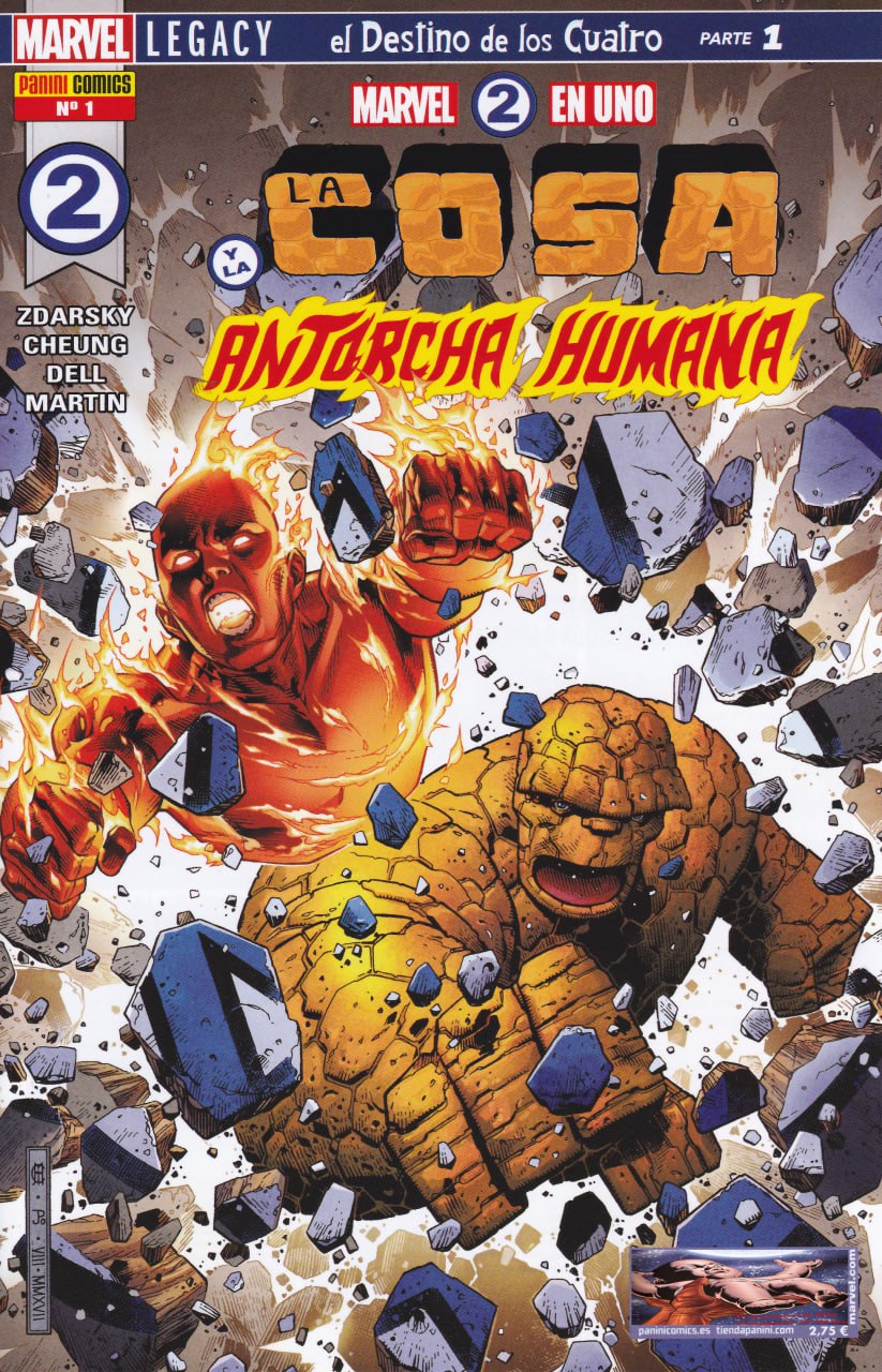 Portada ampliada de MARVEL 2 EN UNO LA COSA & ANTORCHA HUMANA
