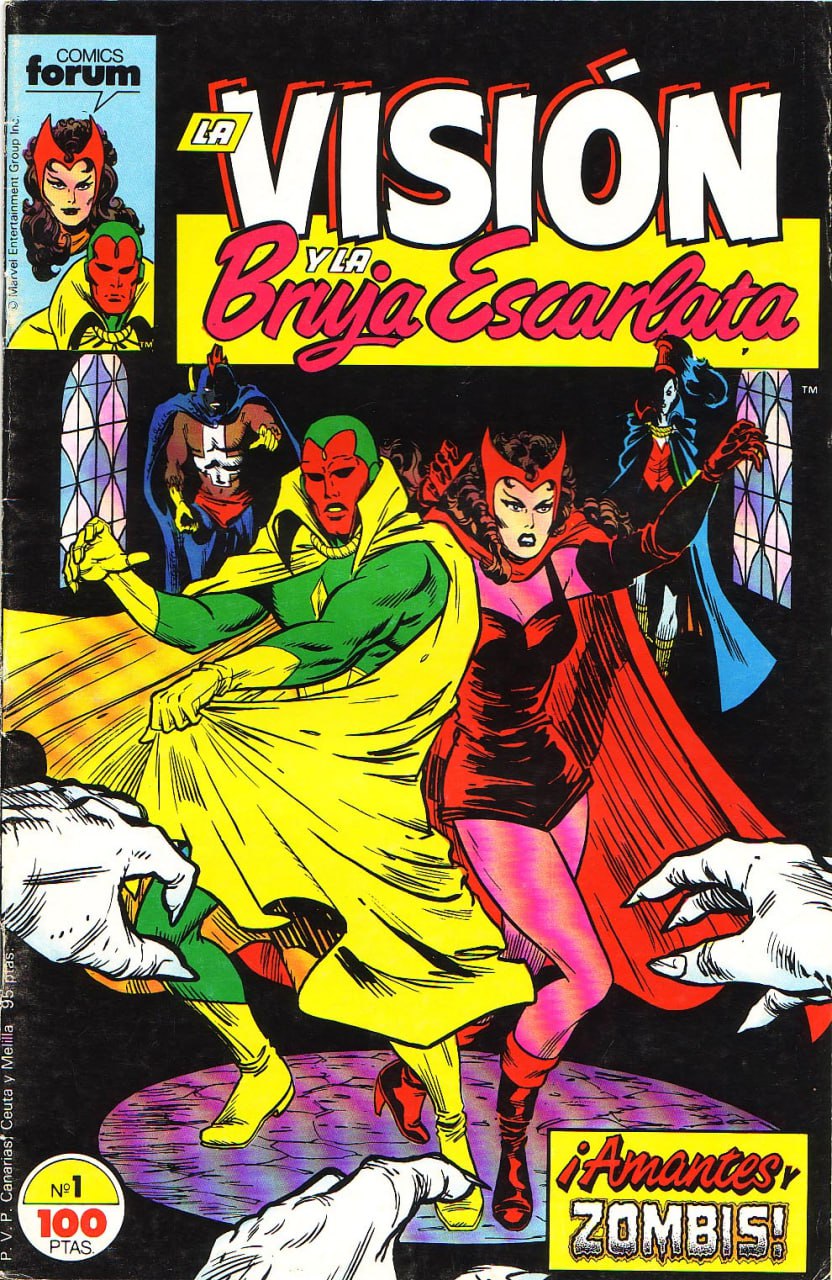 Portada ampliada de La Visión y La Bruja Escarlata