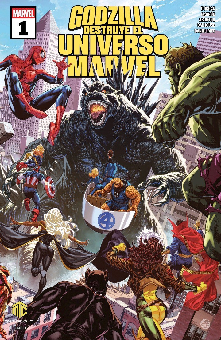 Portada ampliada de GODZILLA DESTRUYE EL UNIVERSO MARVEL