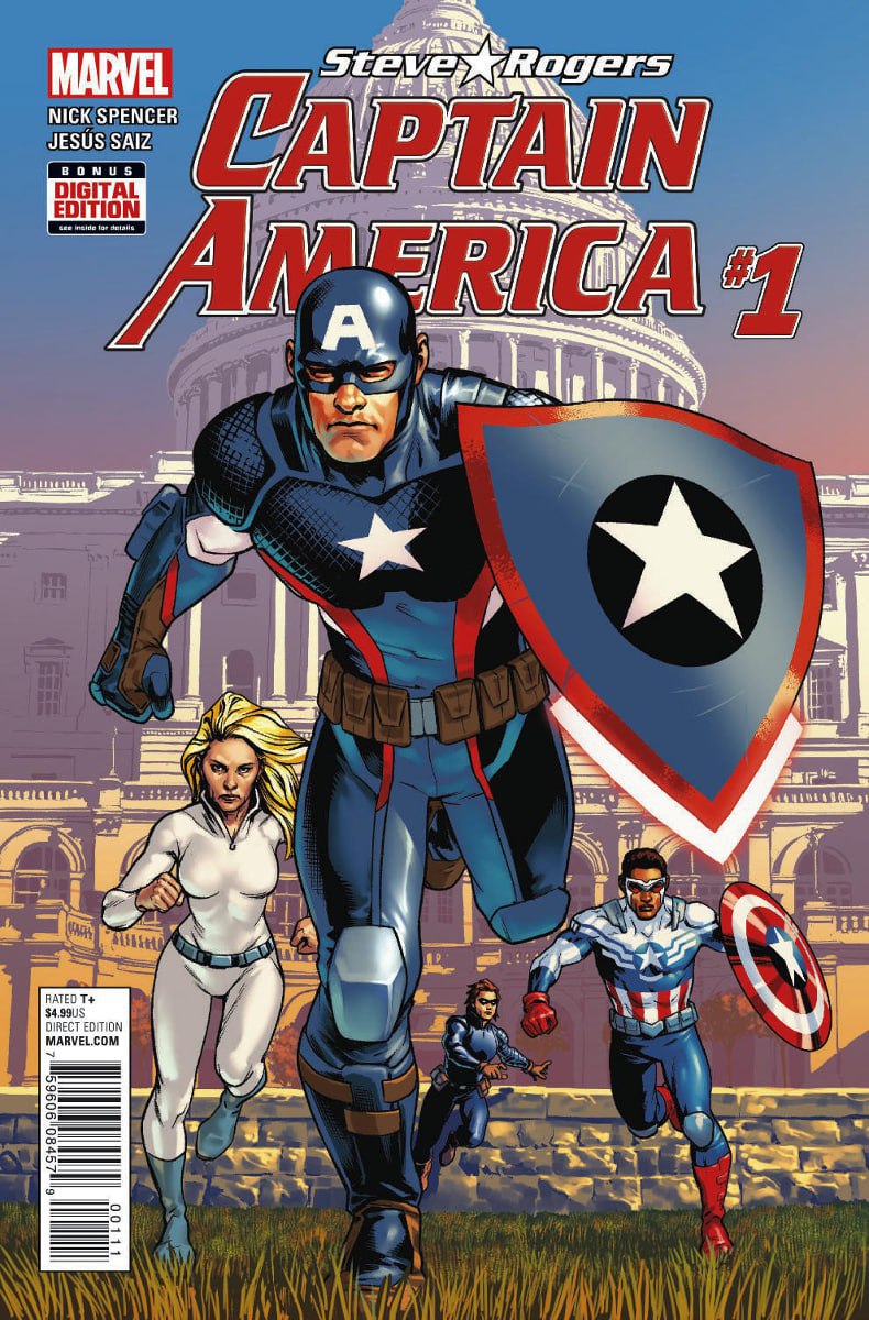 Portada ampliada de Steve Rogers Capitan América 2016-2017 Nick Spencer Jesús Saiz