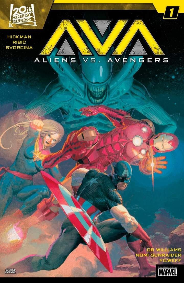 Portada ampliada de AVA: Aliens vs. Avengers