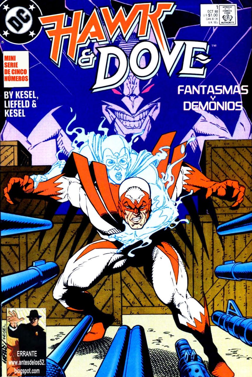 Portada ampliada de HAWK & DOVE FANTASMAS DEMONIOS