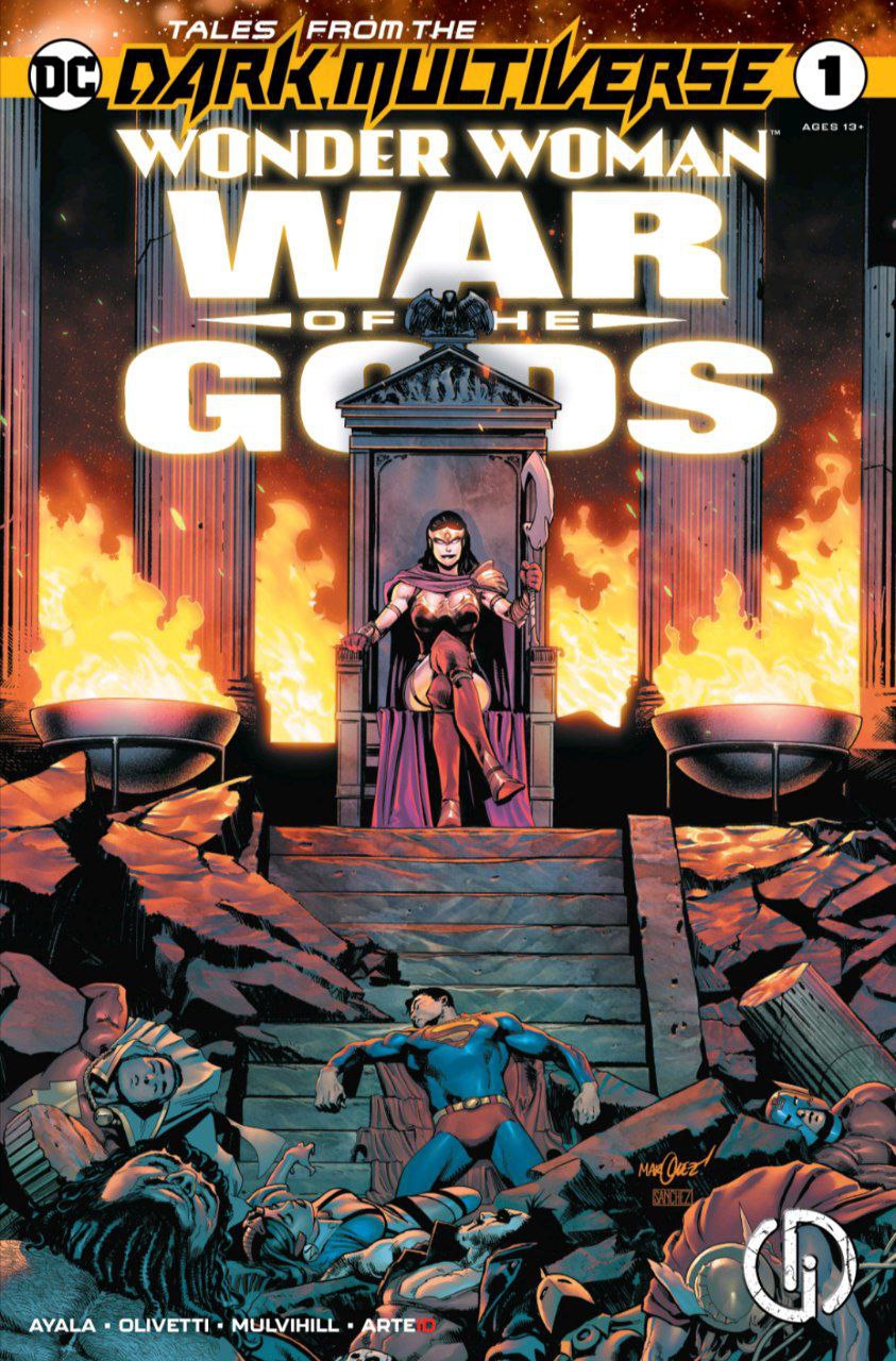 Portada ampliada de Tales from the Dark Multiverse 1: Wonder Woman: War of the Gods