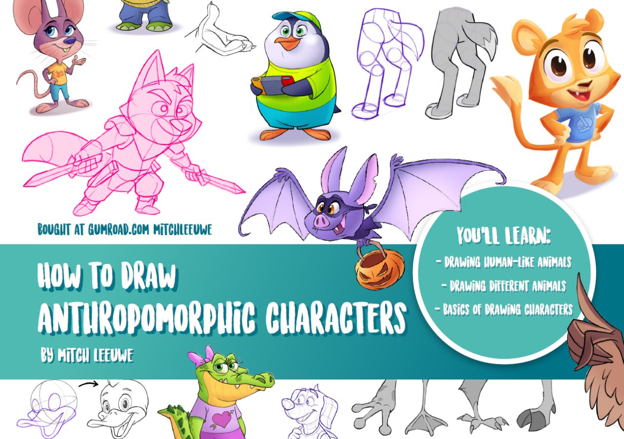 Portada ampliada de How to Draw Anthropomorphic Characters