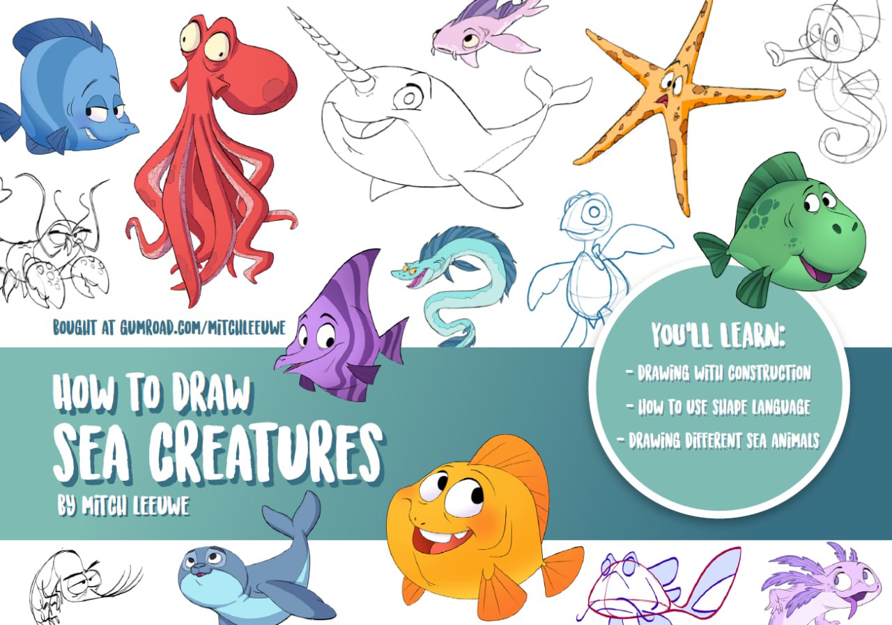 Portada ampliada de HOW TO DRAW SEA CREATURES