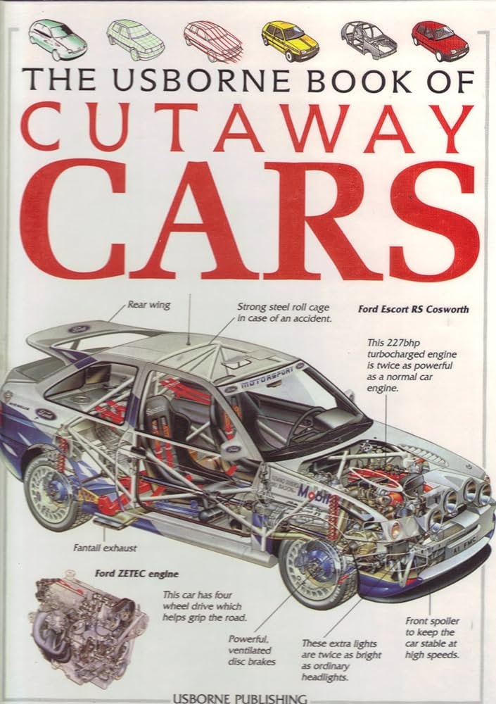 Portada ampliada de THE USBORNE BOOK OF CUTAWAY CARS