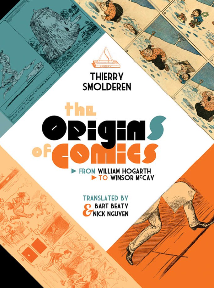 Portada ampliada de the Origins of Comics. From William Hogarth to Winsor McCay