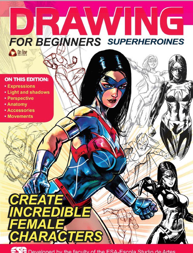 Portada ampliada de DRAWING FOR BEGINNERS SUPERHEROINES