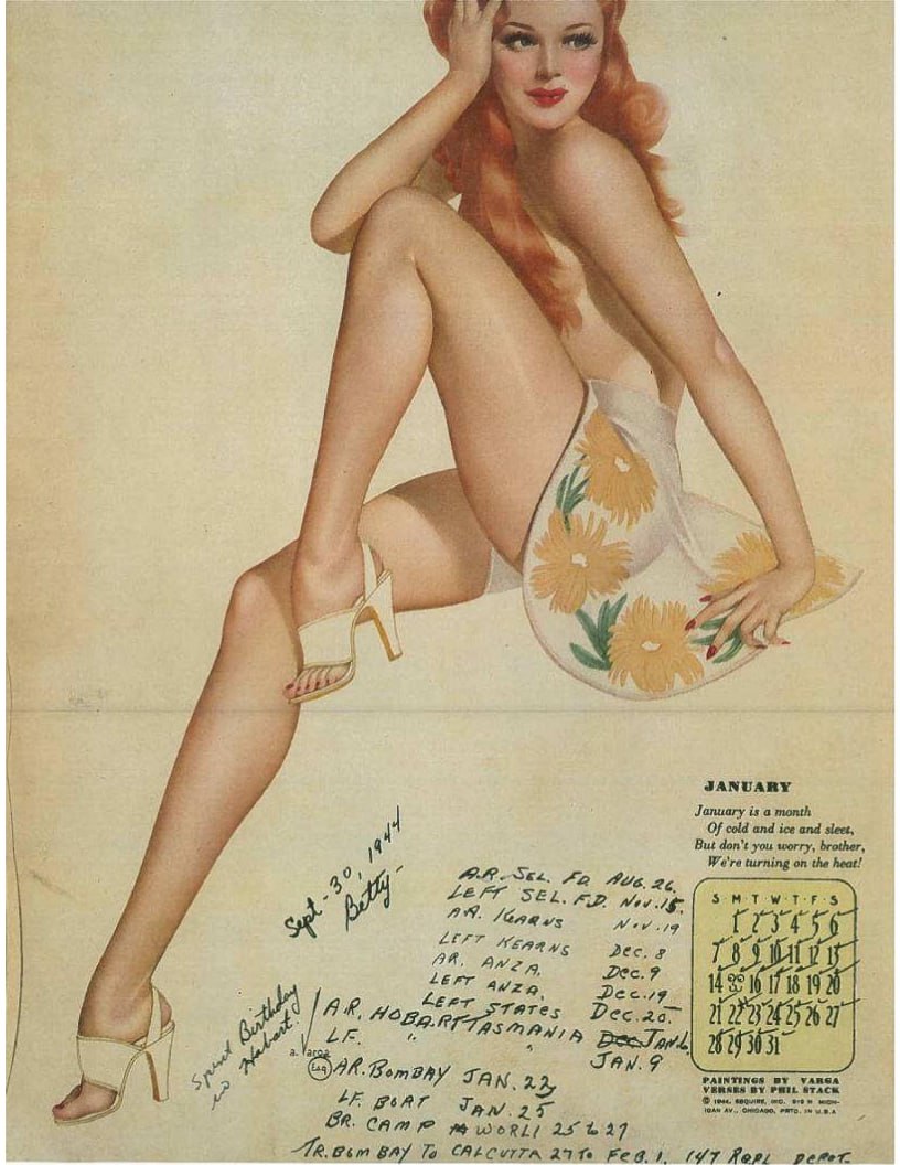 Portada ampliada de Alberto Vargas Pin up Calendar 1945,
