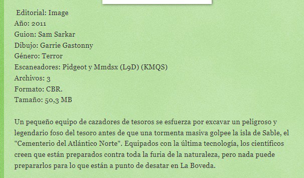 Portada ampliada de La bóveda