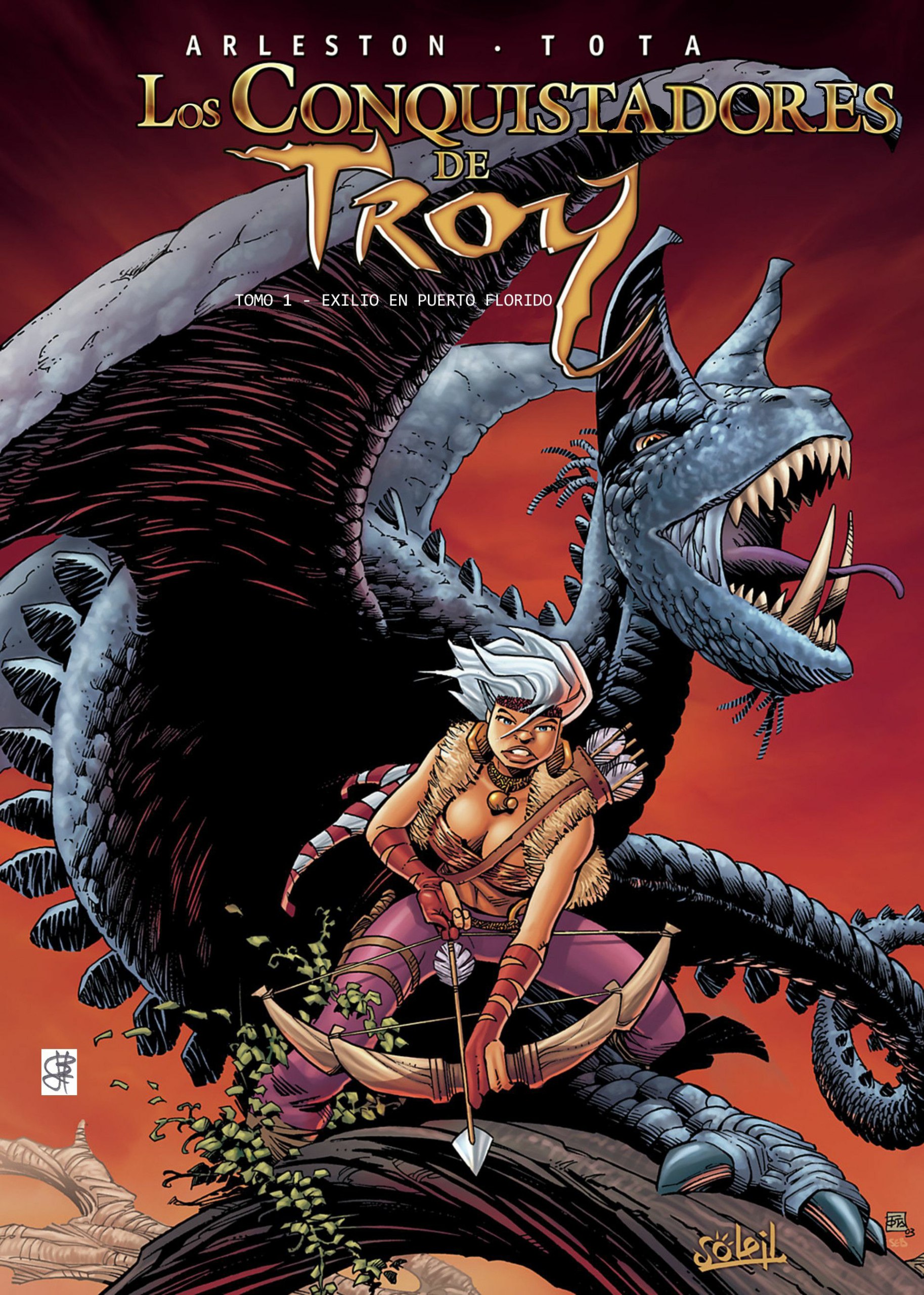 Portada ampliada de Los Conquistadores de Troya