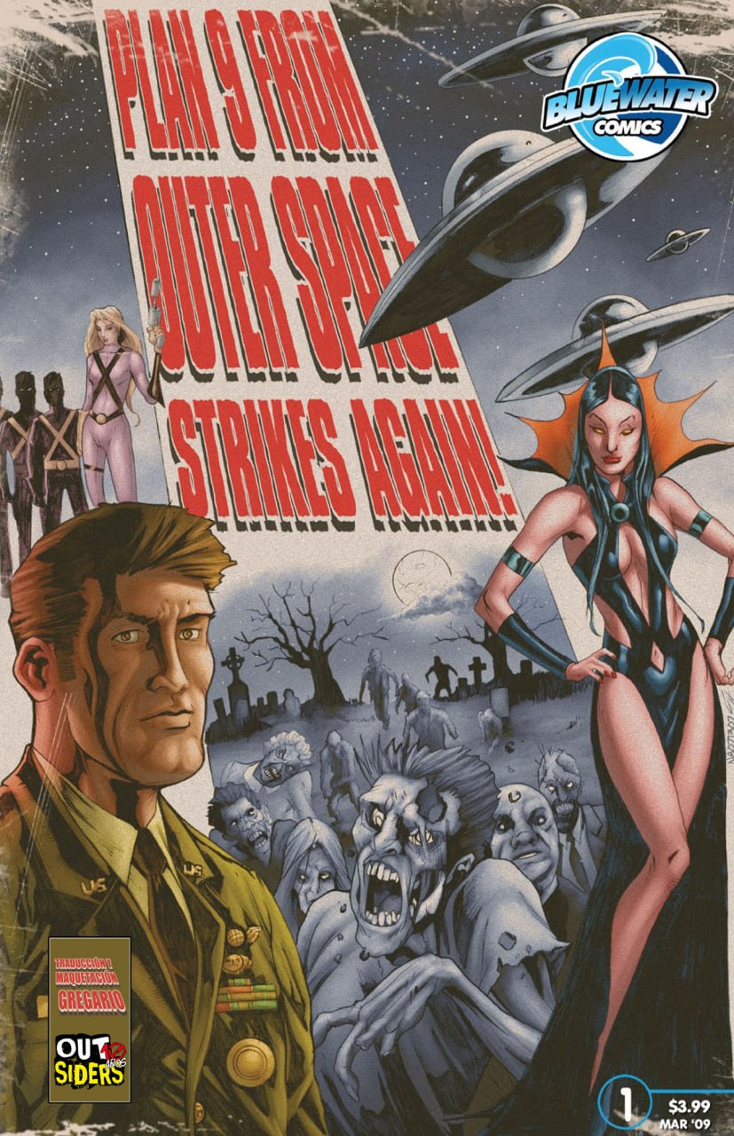 Portada ampliada de PLAN 9 FROM OUTER SPACE OUT OF THIS WORLD STRIKES AGAIN!