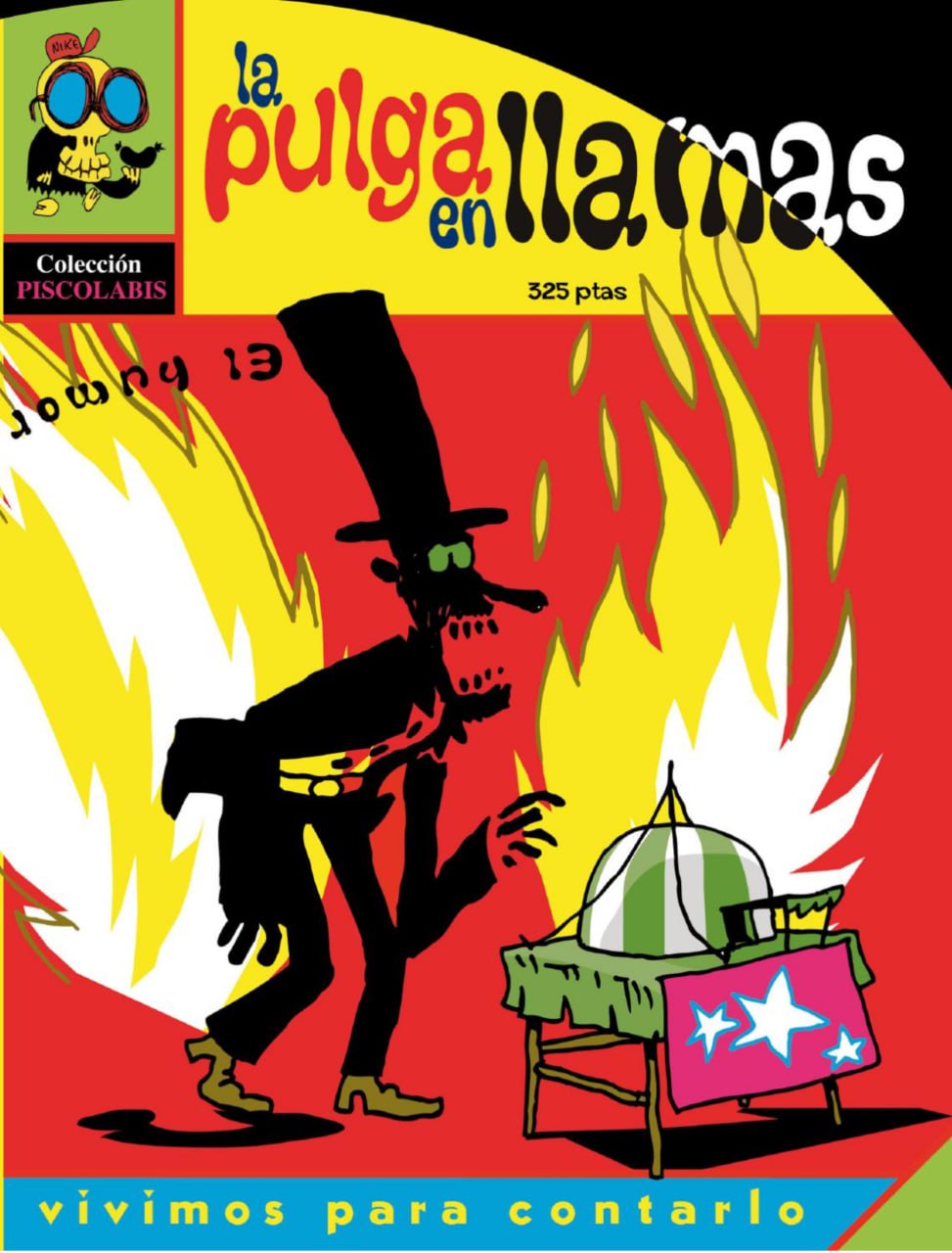 Portada ampliada de la pulga en llamas
