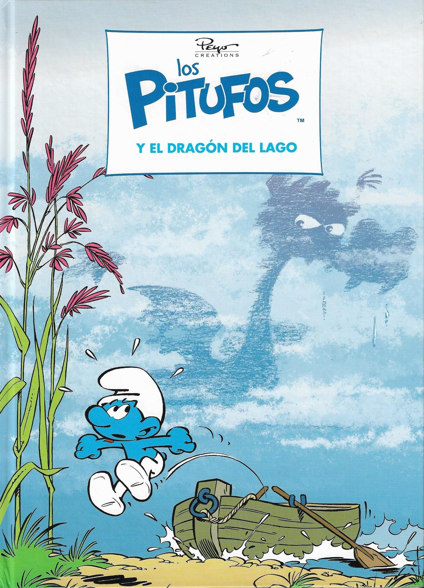Portada ampliada de los Pitufos Y EL DRAGÓN DEL LAGO