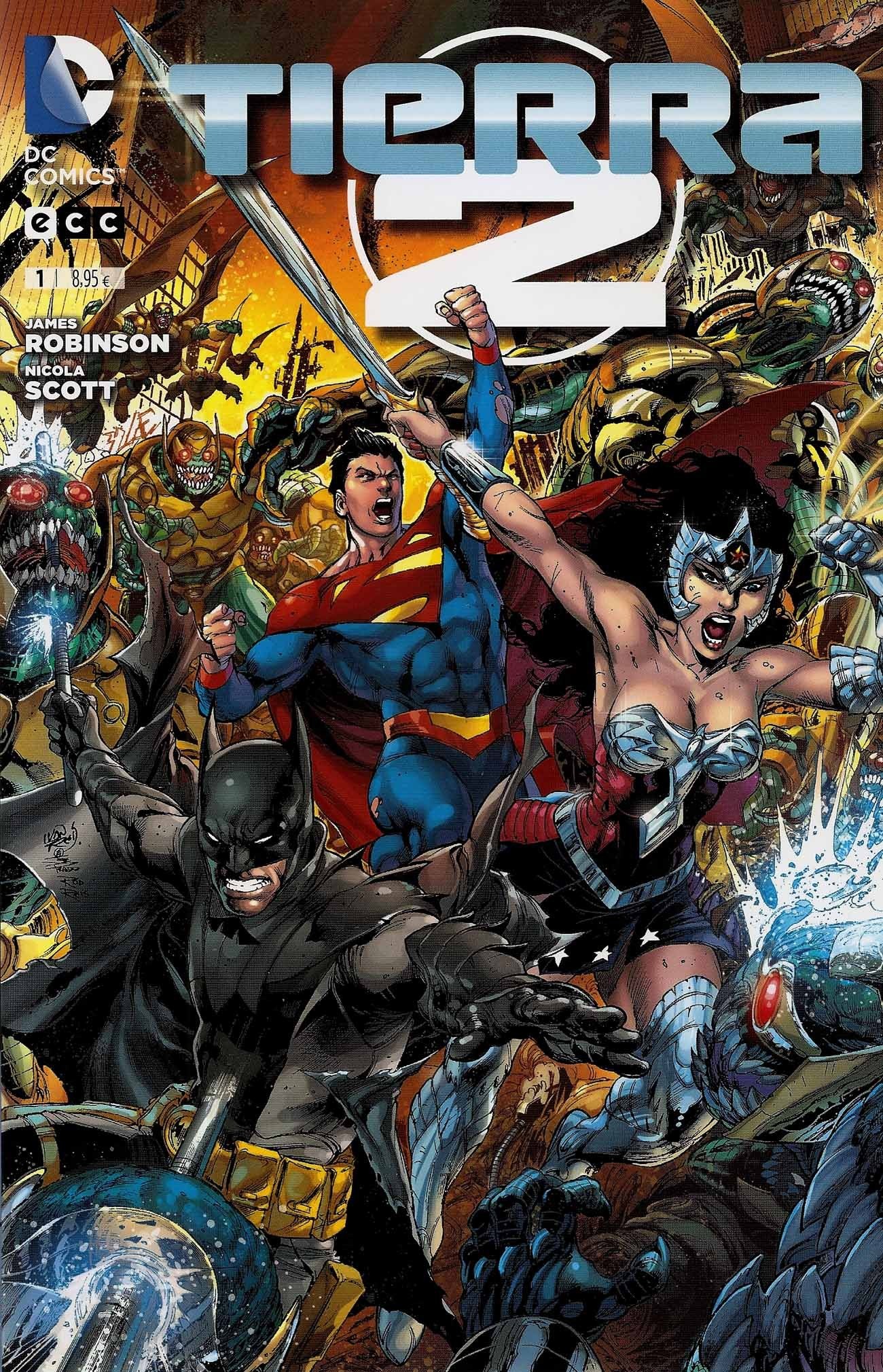 Portada ampliada de Tierra 2 (NuDC)(de J.Robinson y N.Scott)(Ed.ECC)(2013-15)