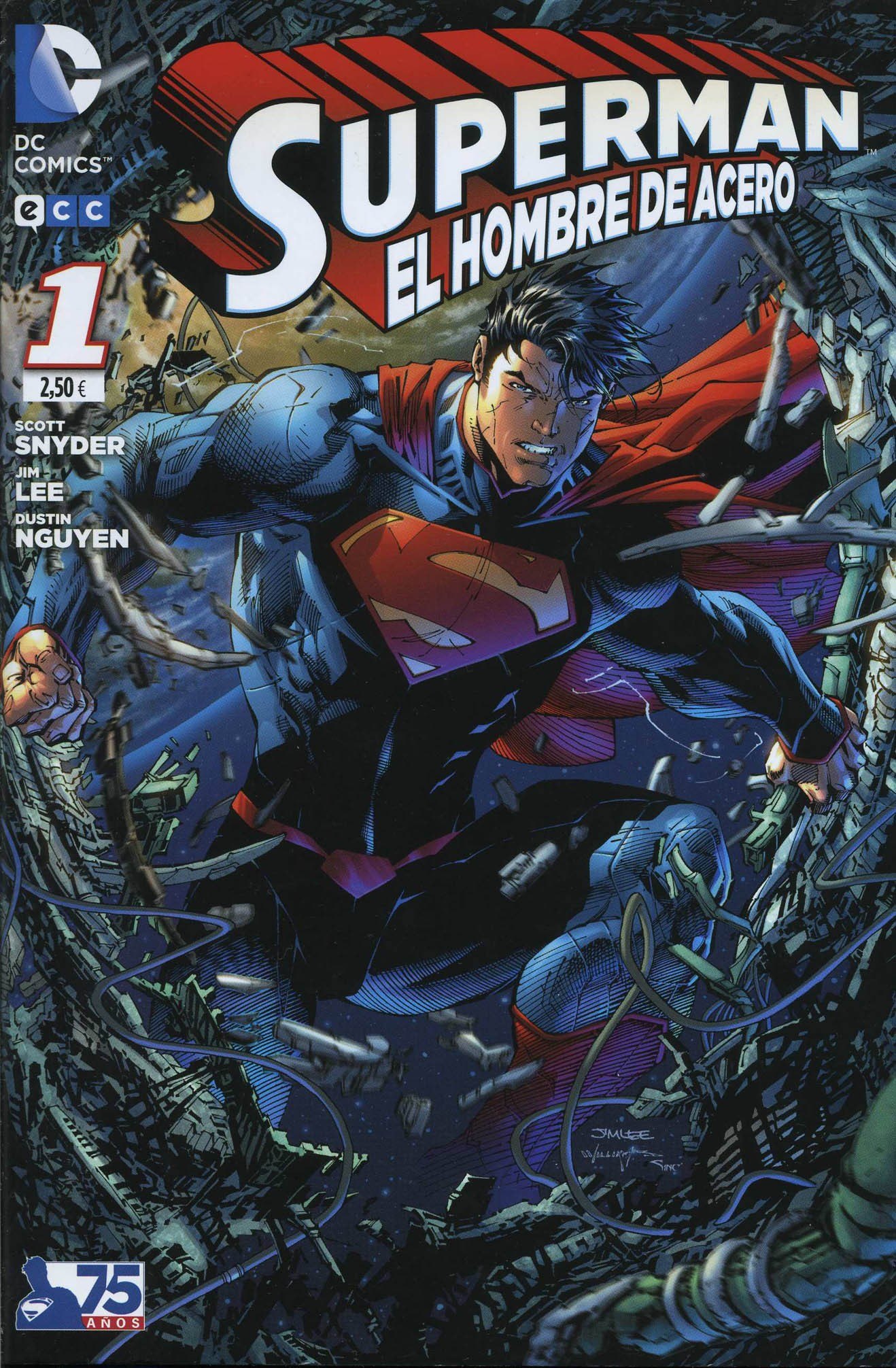 Portada ampliada de Superman - El Hombre de Acero (NuDC)(de S.Snyder y J.Lee)(Ed.ECC)(2013-14)