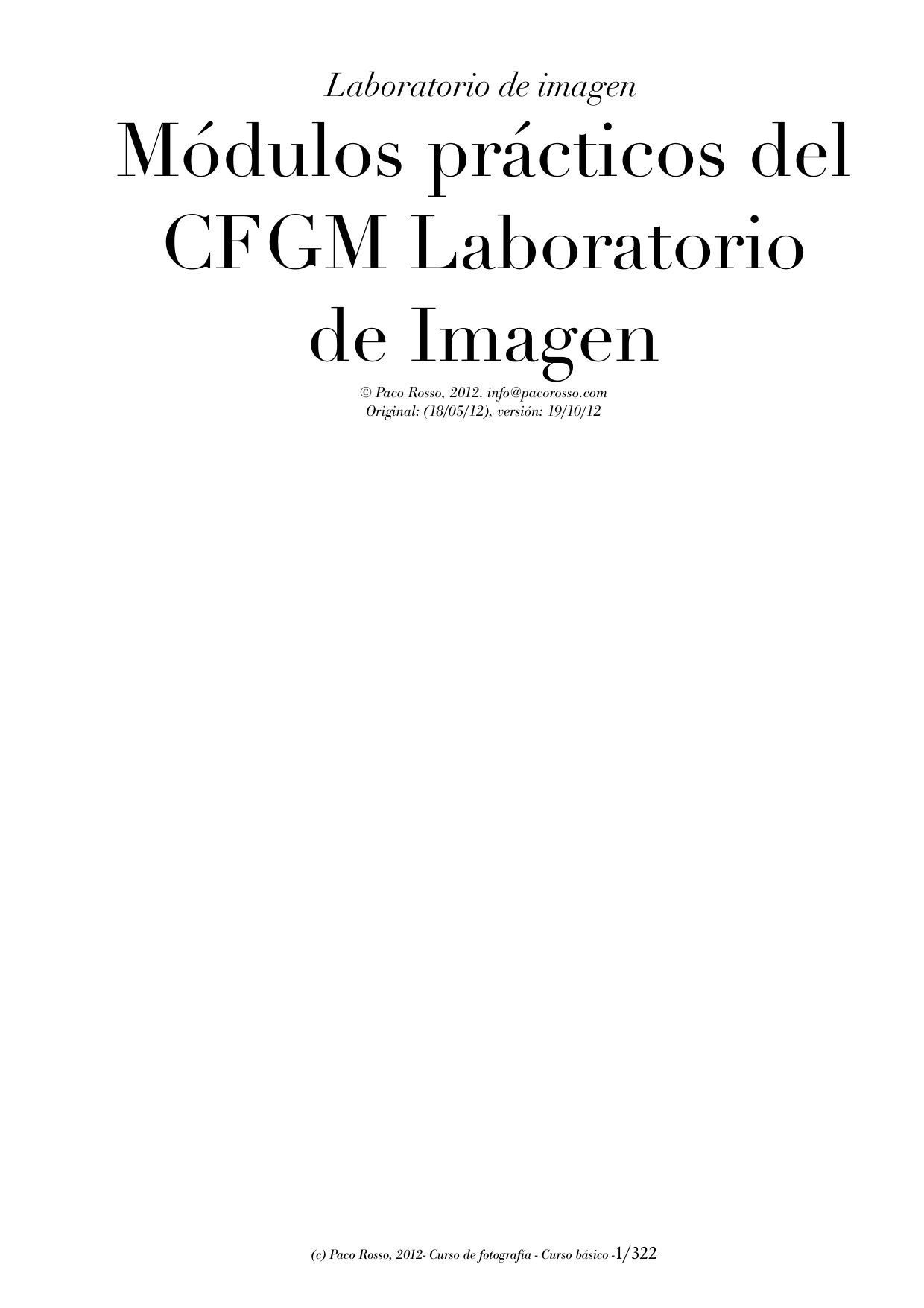 Portada ampliada de Módulos prácticos del CFGM Laboratorio de Imagen
