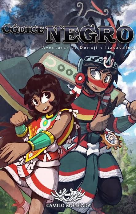 Portada ampliada de Códice Negro. Aventuras de Donaji e Itzacalotl