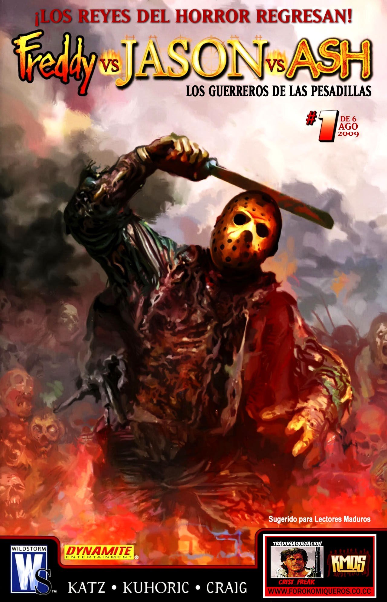 Portada ampliada de Freddy vs Jason vs Ash Los Guerreros de las Pesadillas