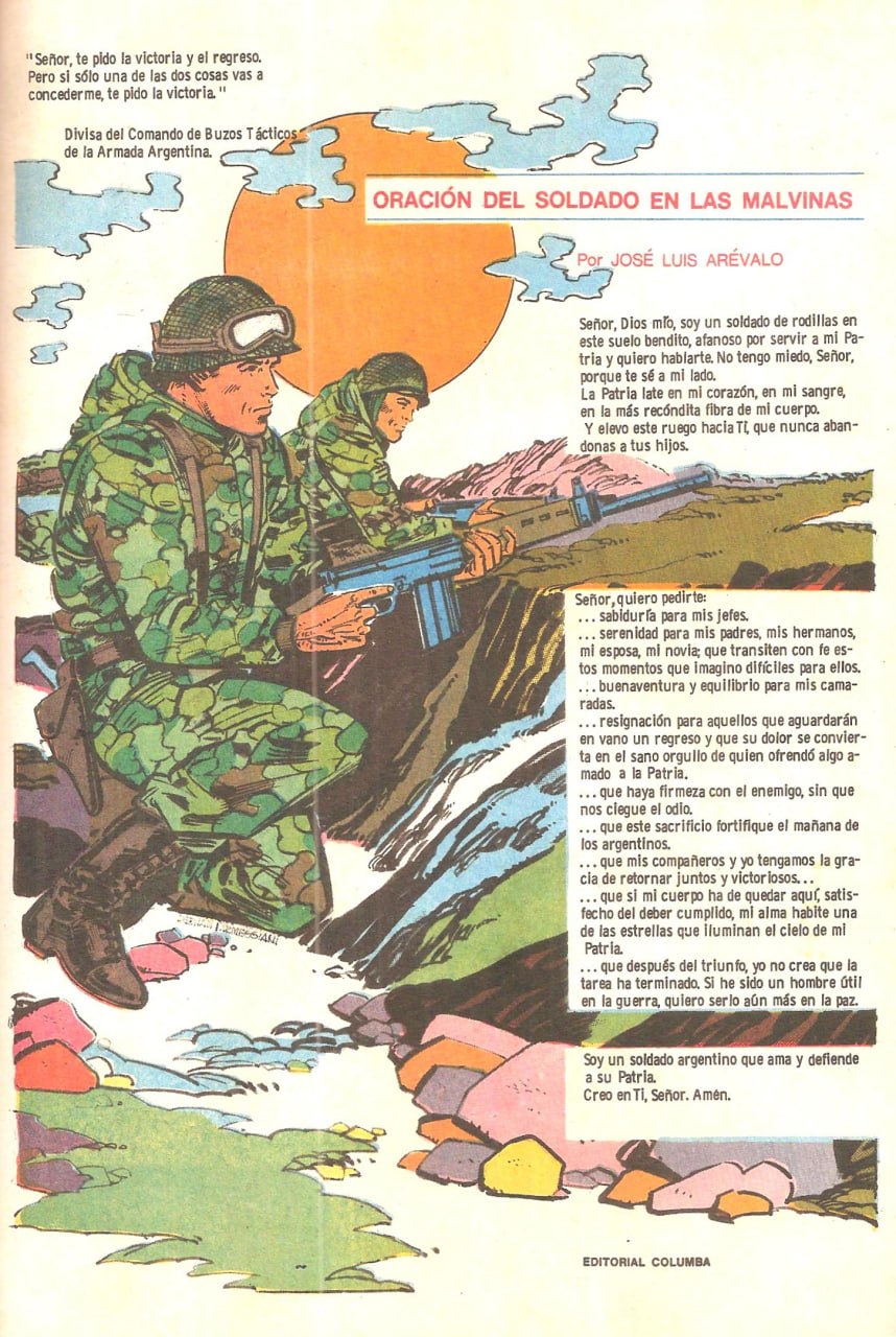 Portada ampliada de ORACIÓN DEL SOLDADO EN LAS MALVINAS