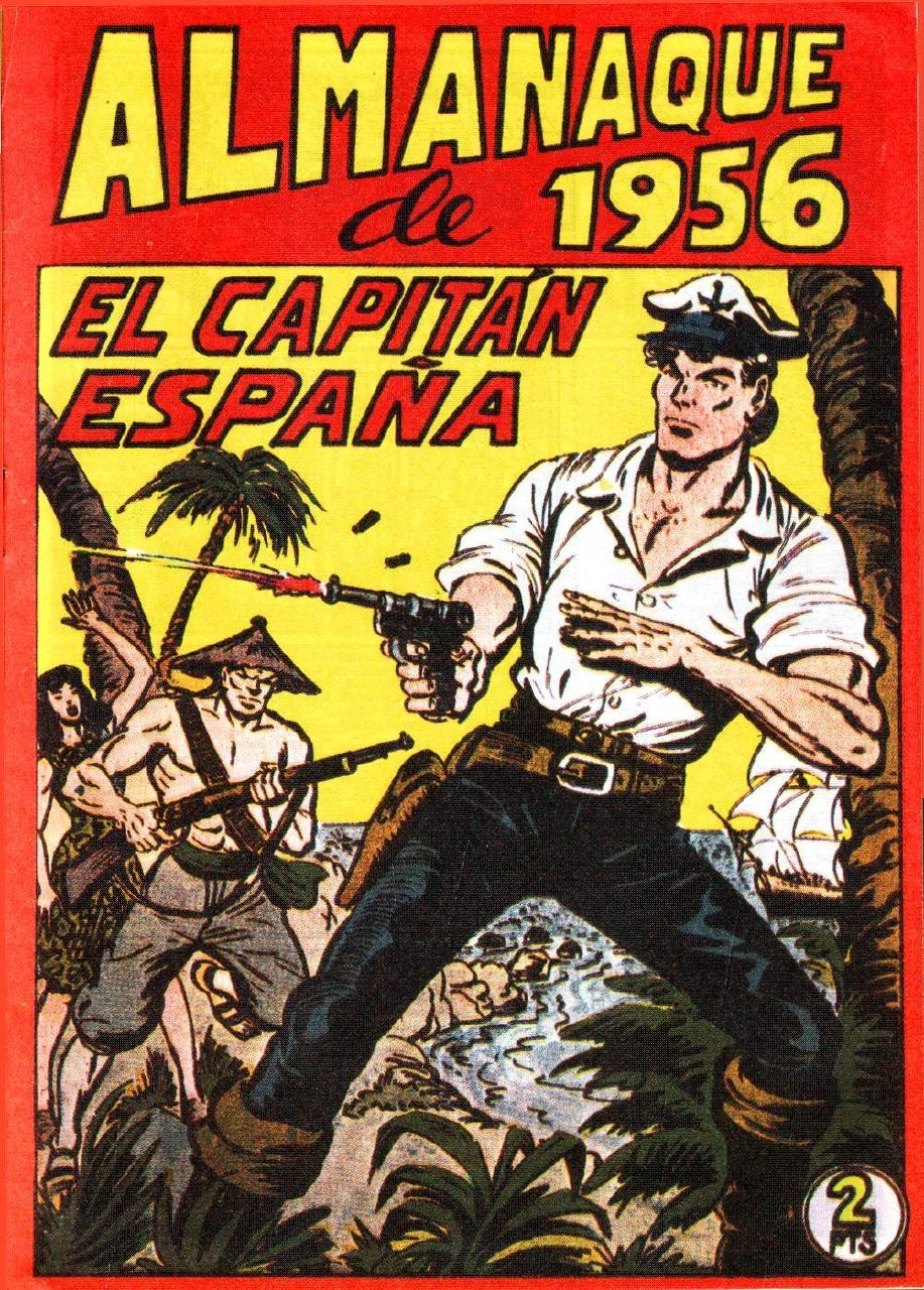 Portada ampliada de ALMANAQUE de 1956 EL CAPITAN ESPANA