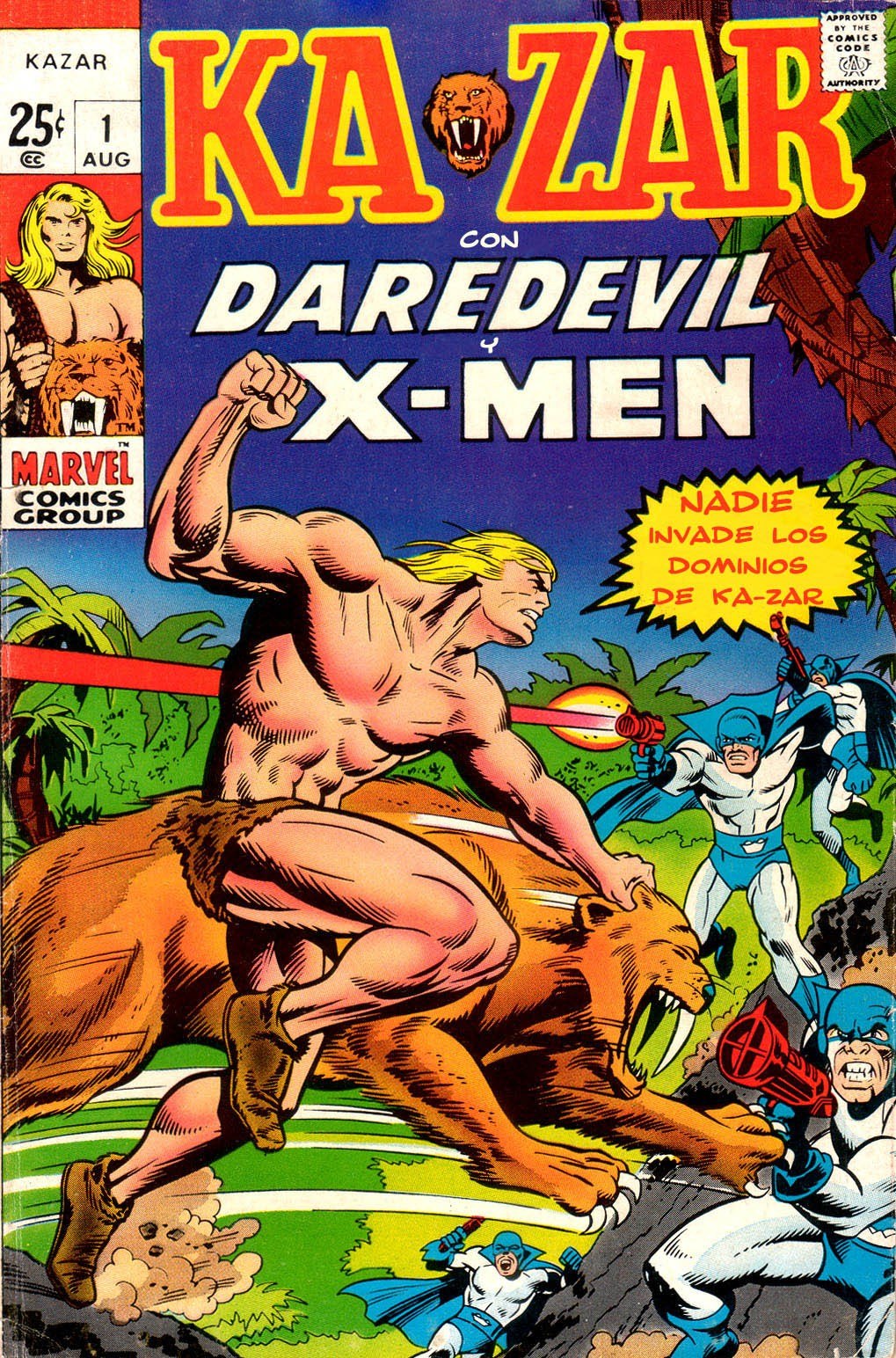 Portada ampliada de KA-ZAR con DAREDEVIL X-MEN