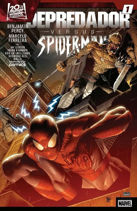 Portada ampliada de Predador Versus Spider-Man