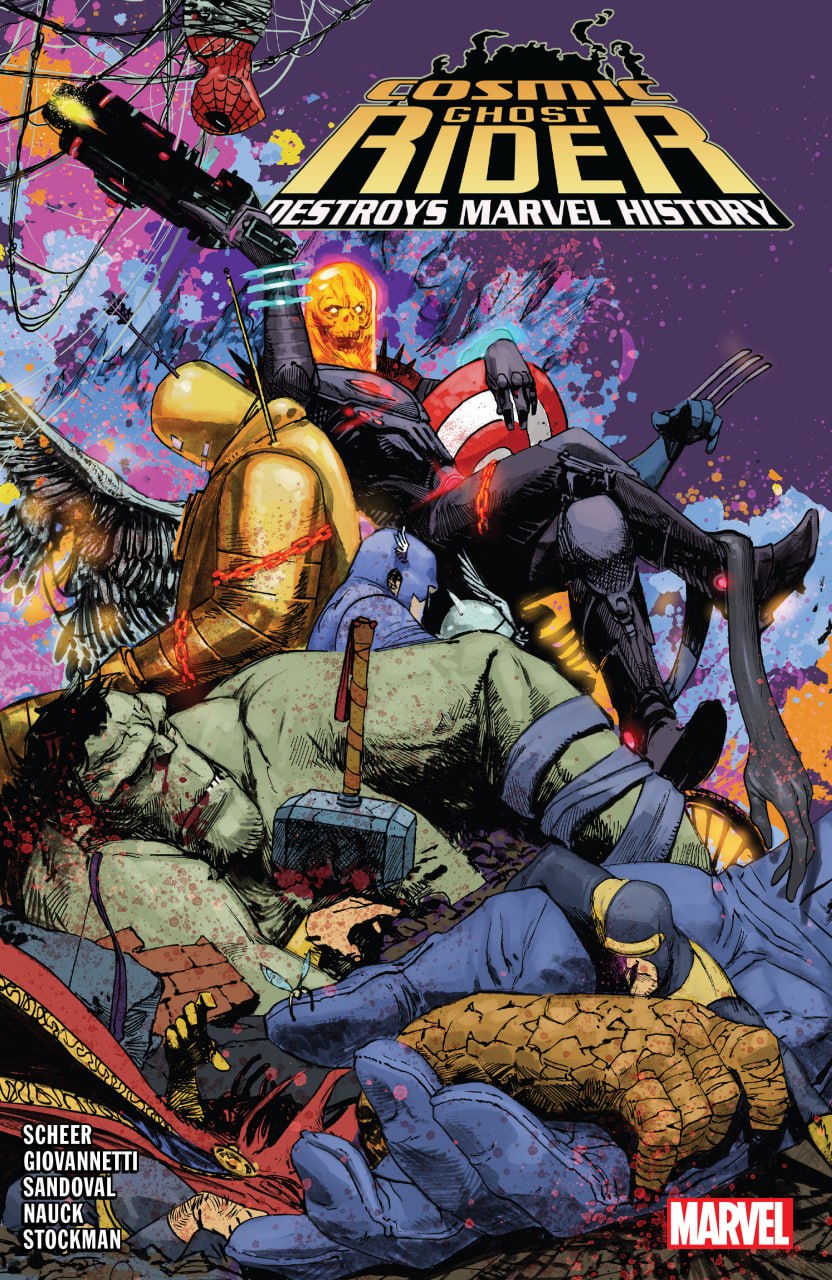 Portada ampliada de Cosmic Ghost Rider Destroys Marvel History