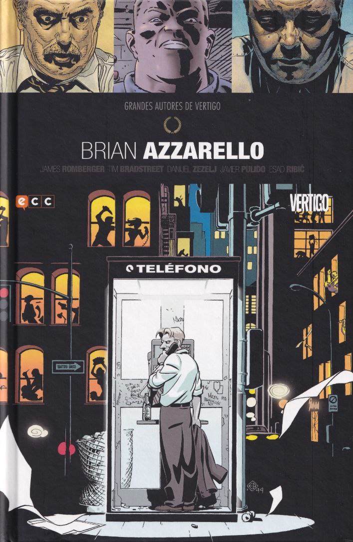 Portada ampliada de GRANDES AUTORES DE VERTIGO: BRIAN AZZARELLO - EDICION ECC | VERTIGO COMICS En 1997, Brian Azzarello (100 balas, Joker, Caballero Oscuro III: La raza superior) colaboró por primera vez con el sello Vertigo sentando las bases de una carrera meteórica. Este volumen recoge una selección de historietas publicadas originalmente en cabeceras tan dispares como Flinch, Gangland, Hearttrobs o Strange Adventures, incluyendo su primera historieta para Vertigo.