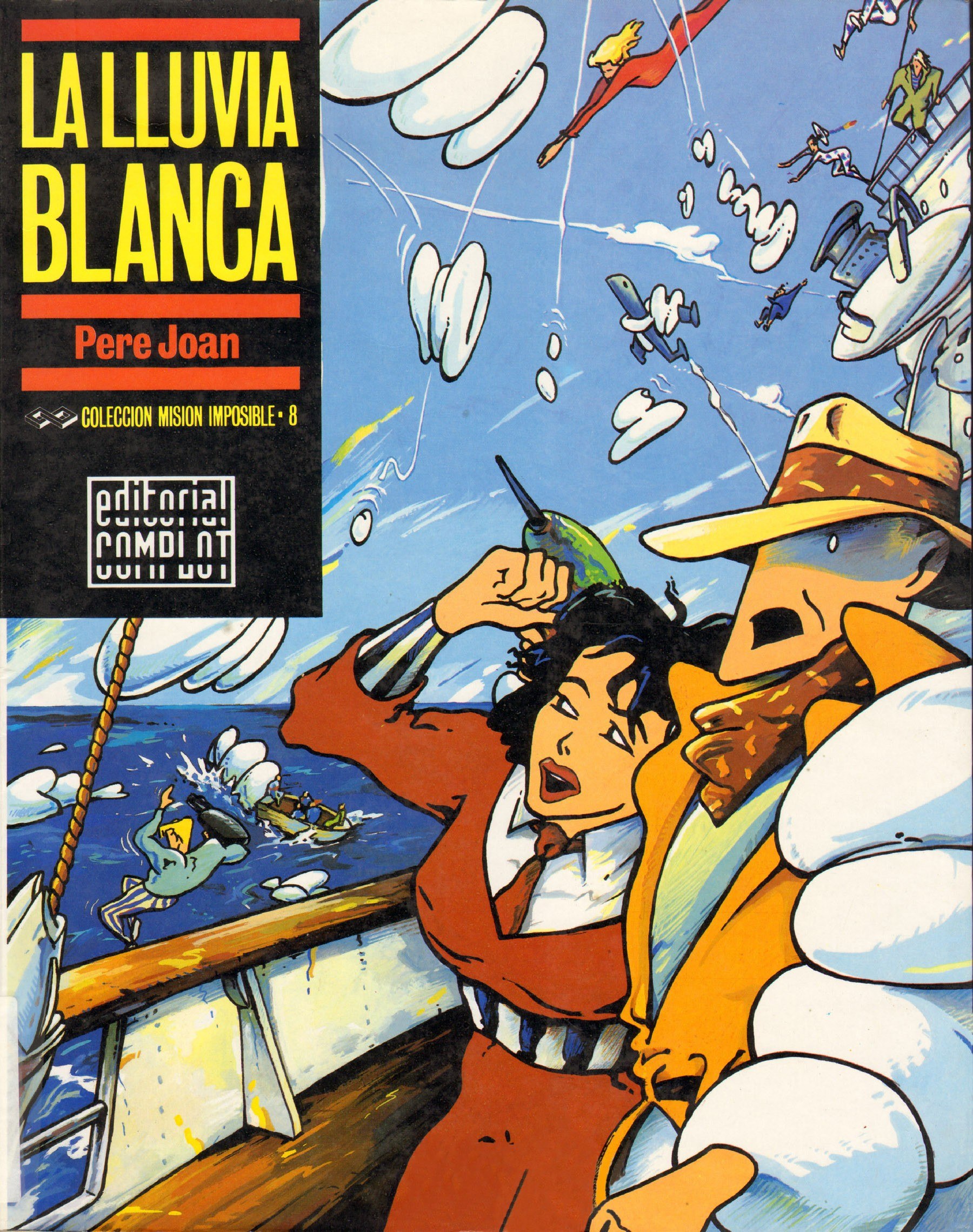 Portada ampliada de La lluvia blanca - Pere Joan (Col. Mision Imposible 08)