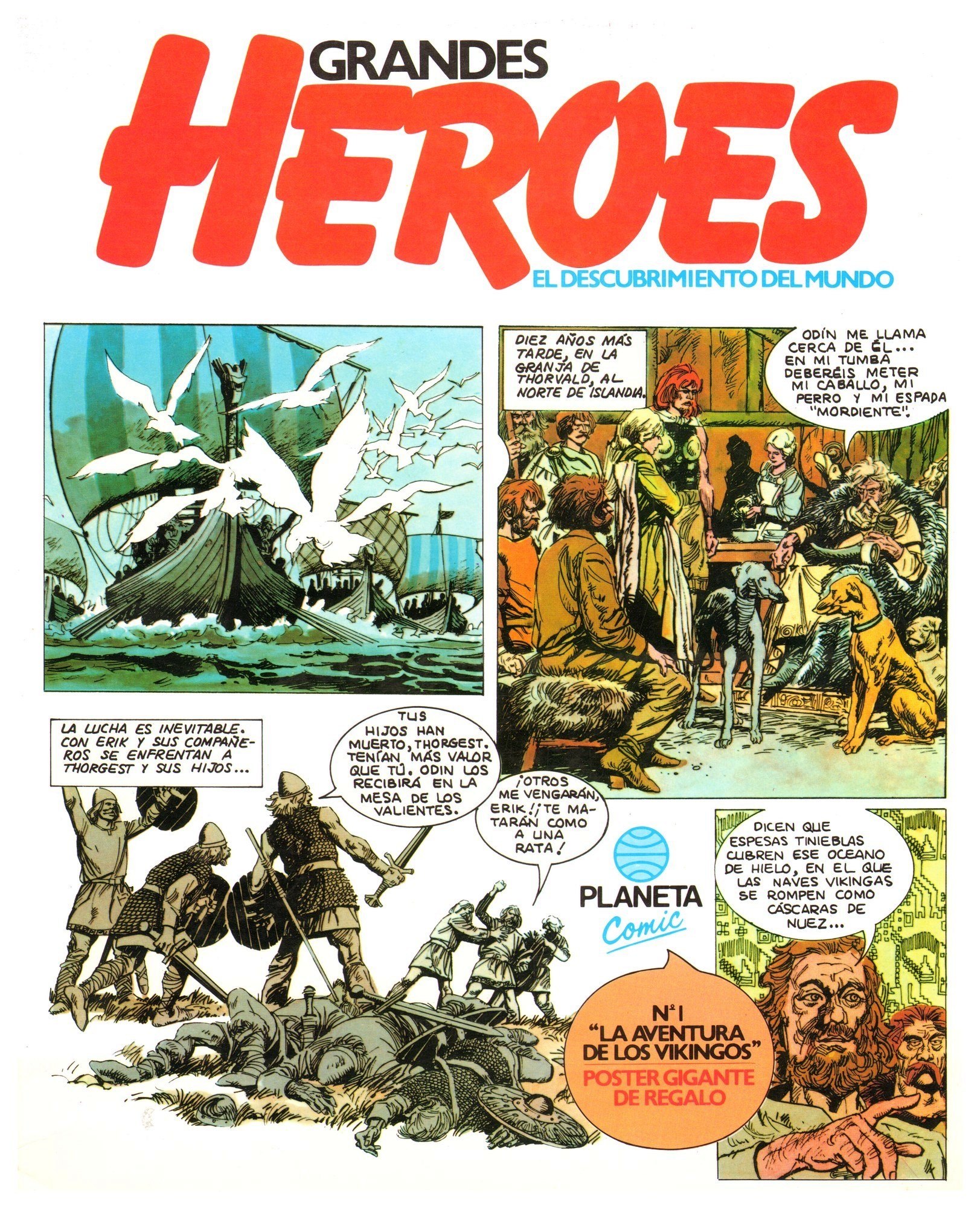 Portada ampliada de Grandes Heroes - El descubrimiento del mundo (Ed.Planeta Comic)(1981)
