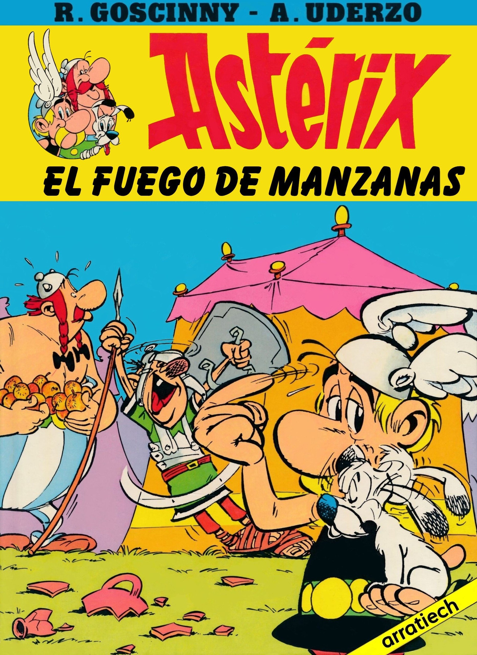 Portada ampliada de Astérix EL FUEGO DE MANZANAS