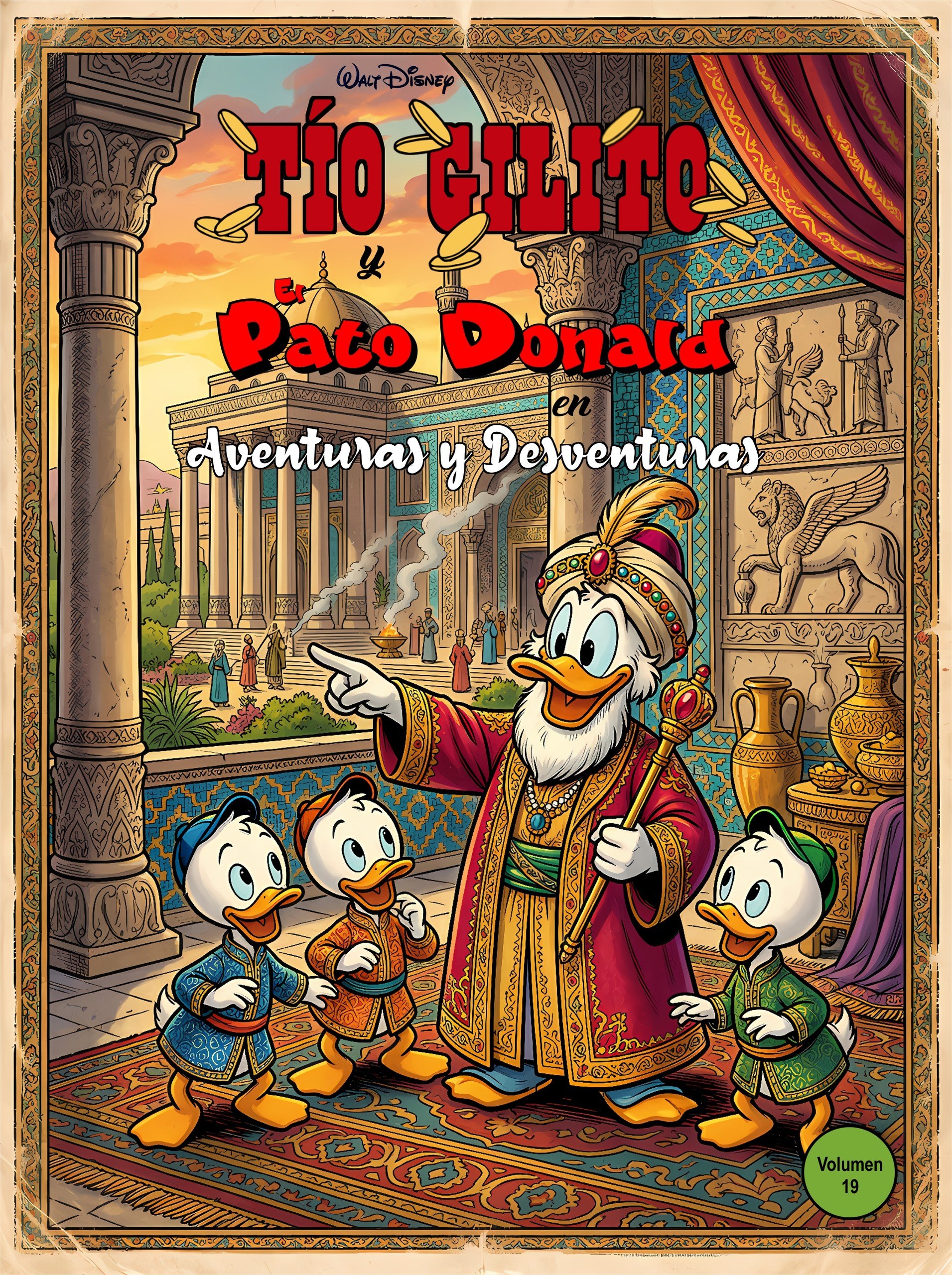 Portada ampliada de Tío Gilito y Pato Donald. Aventuras y Desventuras