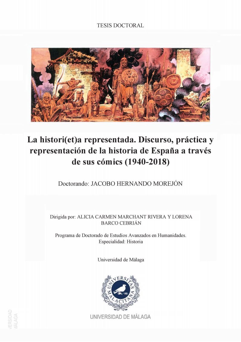 Portada ampliada de La histori(et)a representada. Discurso, práctica y representación de la historia de España a través de sus cómics (1940-2018)