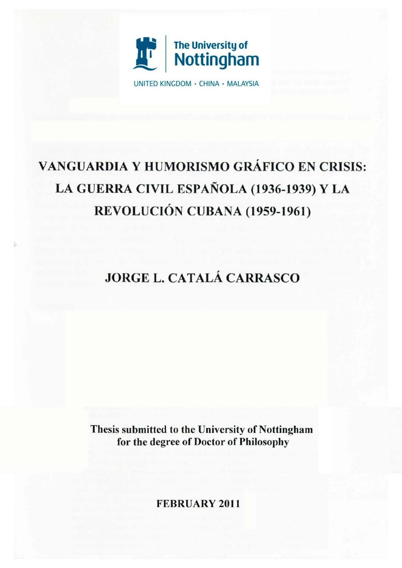 Portada ampliada de VANGUARDIA Y HUMORISMO GRÁFICO EN CRISIS: LA GUERRA CIVIL ESPAÑOLA (1936-1939) Y LA REVOLUCIÓN CUBANA (1959-1961)