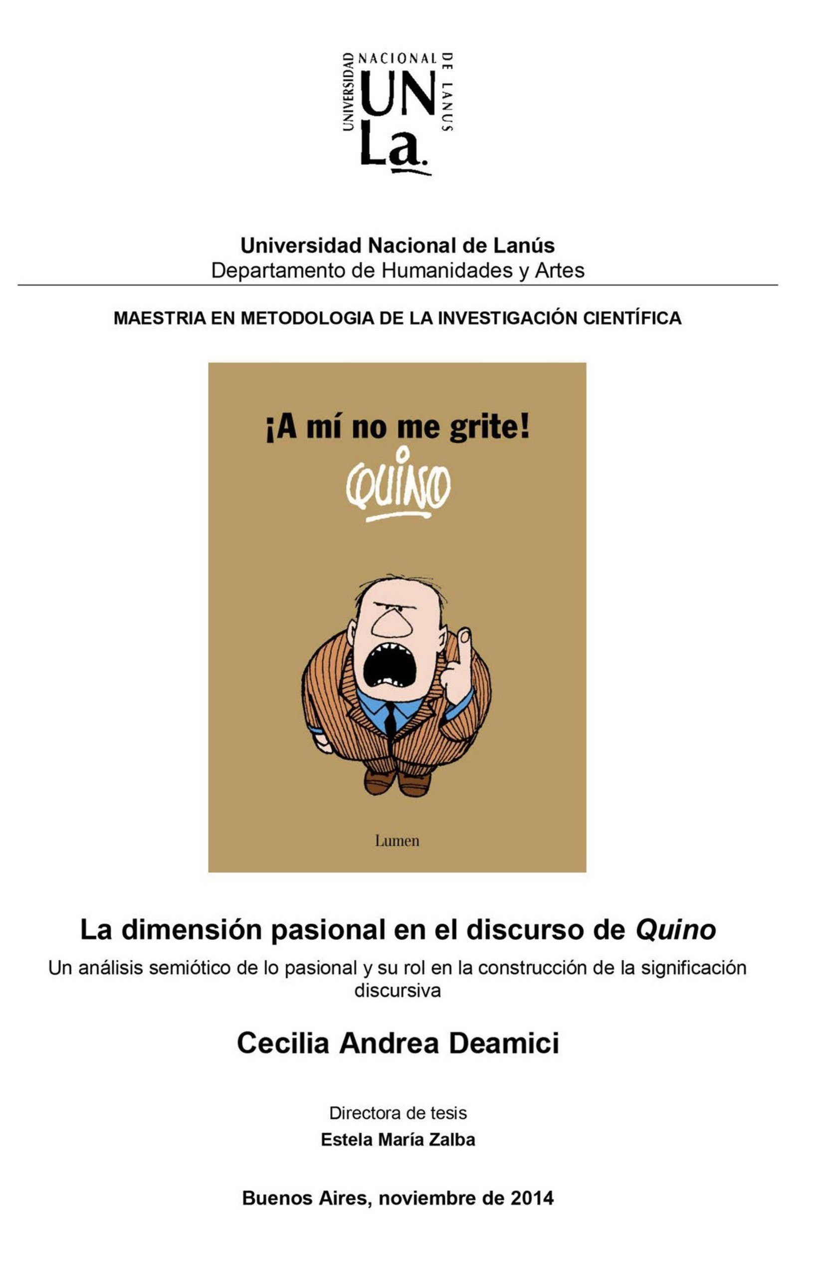 Portada ampliada de La dimensión pasional en el discurso de Quino