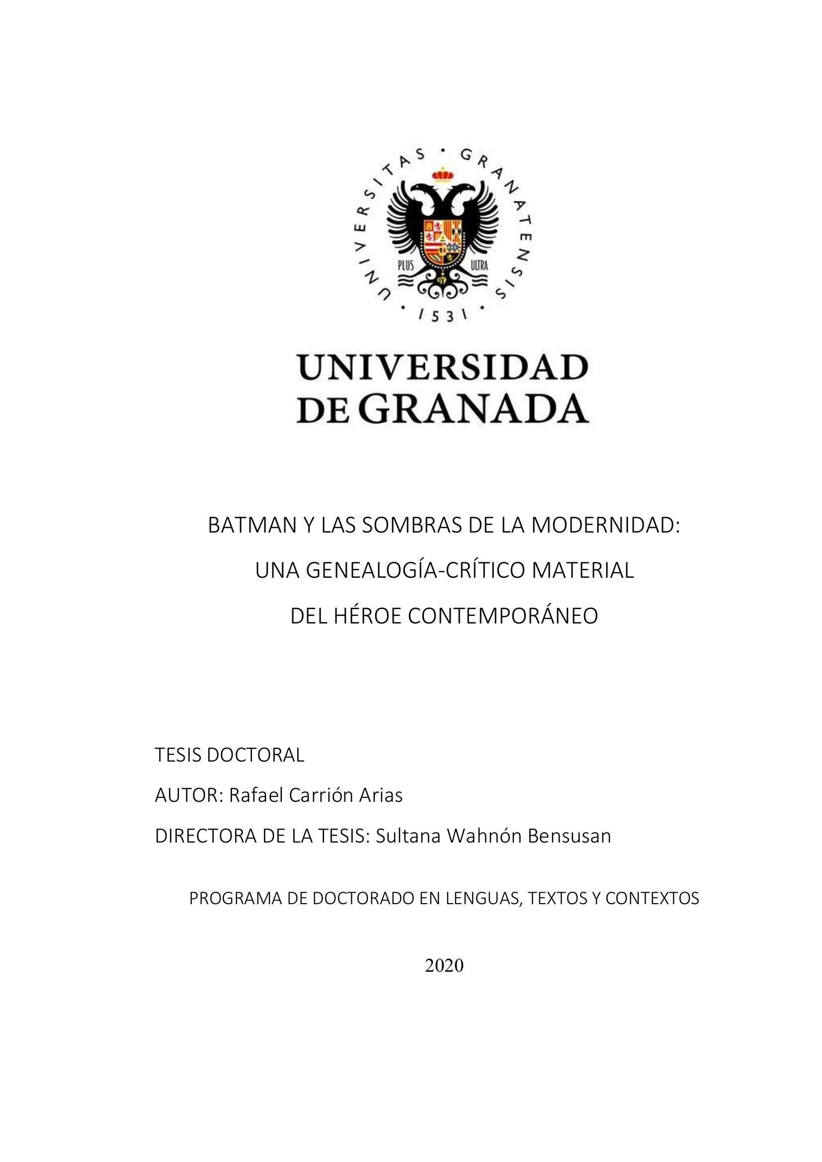 Portada ampliada de BATMAN Y LAS SOMBRAS DE LA MODERNIDAD: UNA GENEALOGÍA-CRÍTICO MATERIAL DEL HÉROE CONTEMPORÁNEO