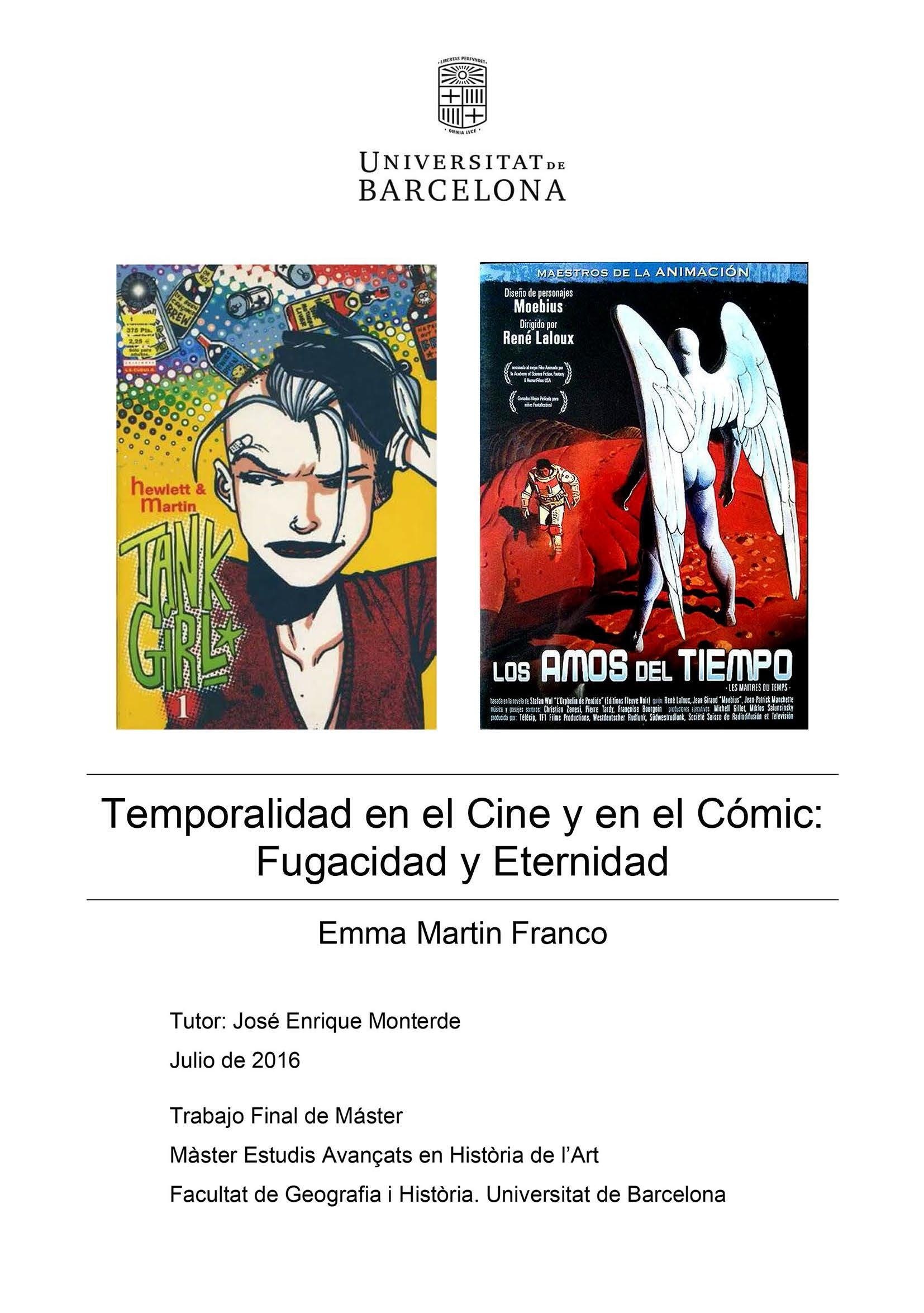 Portada ampliada de Temporalidad en el Cine y en el Cómic: Fugacidad y Eternidad