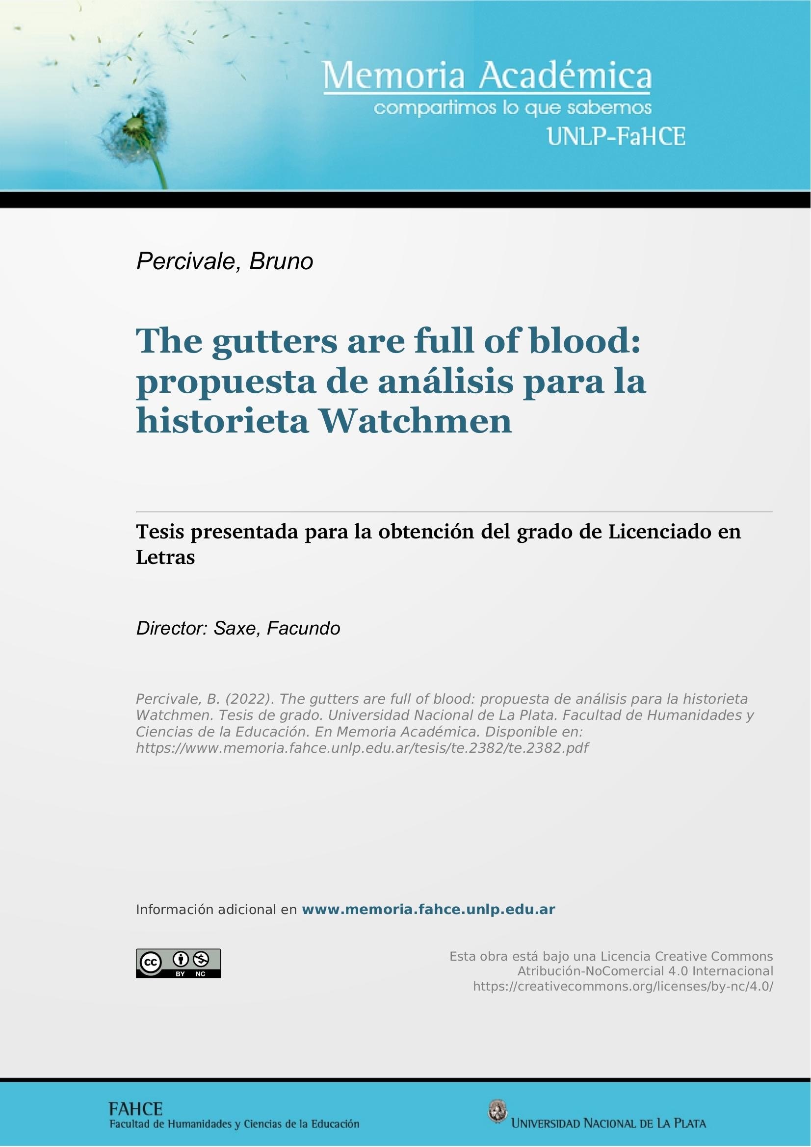 Portada ampliada de The gutters are full of blood: propuesta de análisis para la historieta Watchmen