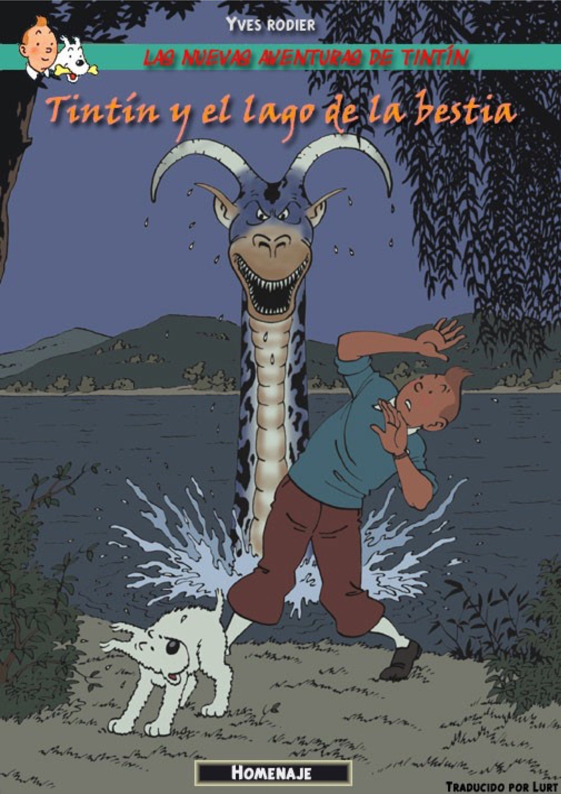 Portada ampliada de Tintín y el lago de la bestia