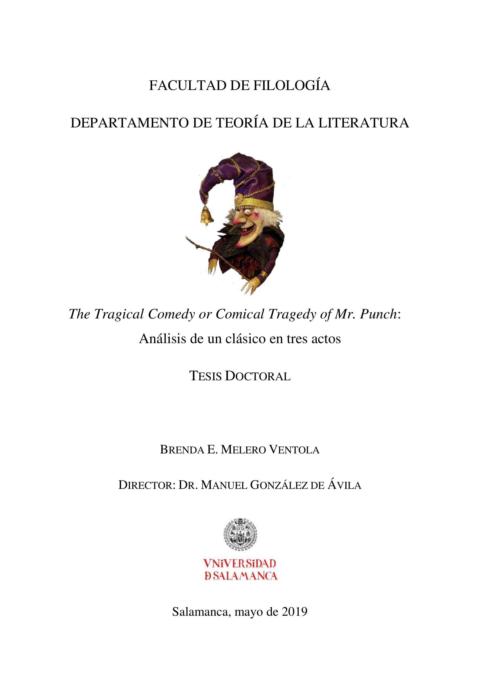 Portada ampliada de FACULTAD DE FILOLOGÍA DEPARTAMENTO DE TEORÍA DE LA LITERATURA
