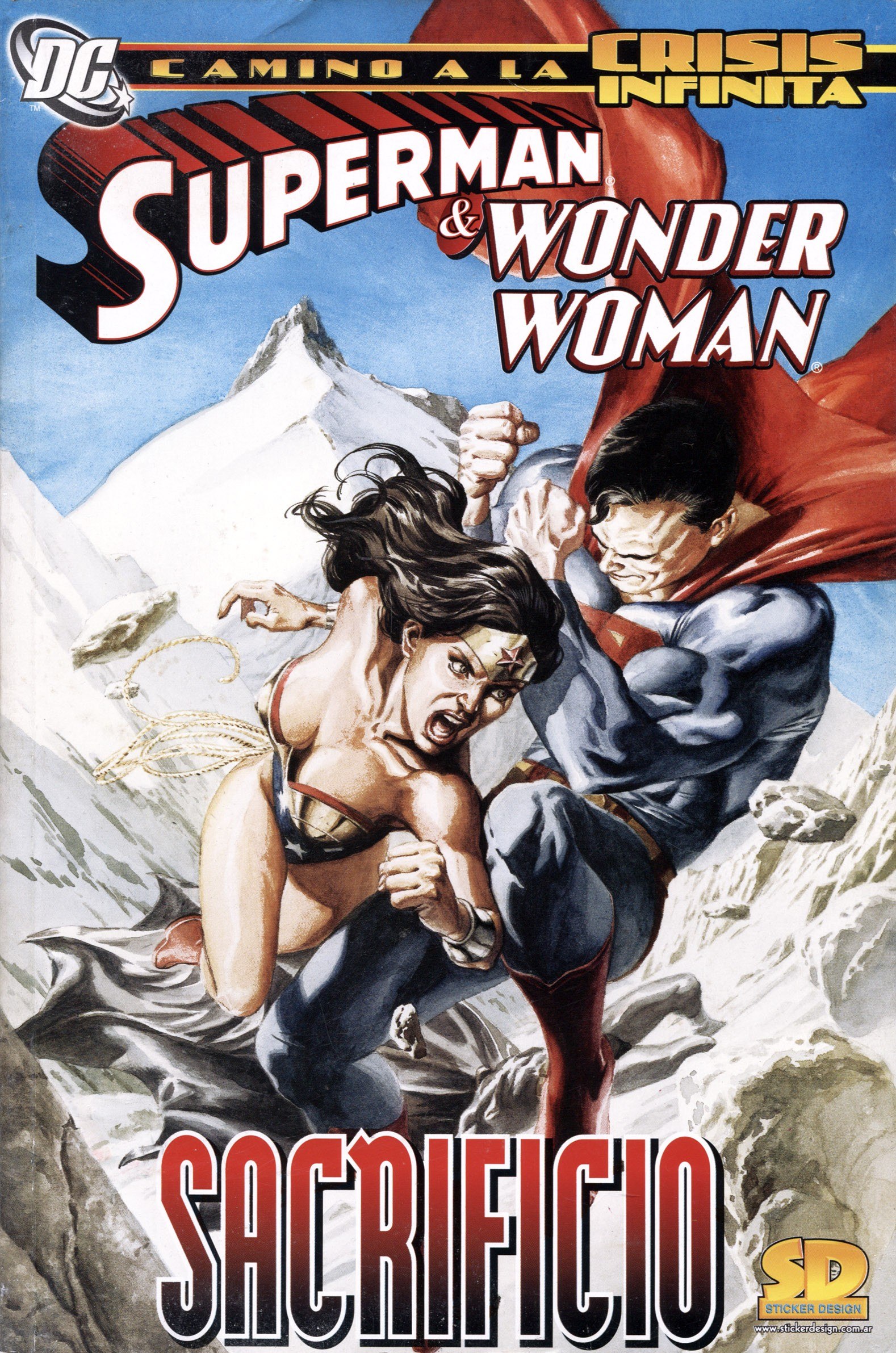 Portada ampliada de Camino a Crisis Infinita - Superman y Wonder Woman Sacrificio (SC)(por goippolito)(CRG)