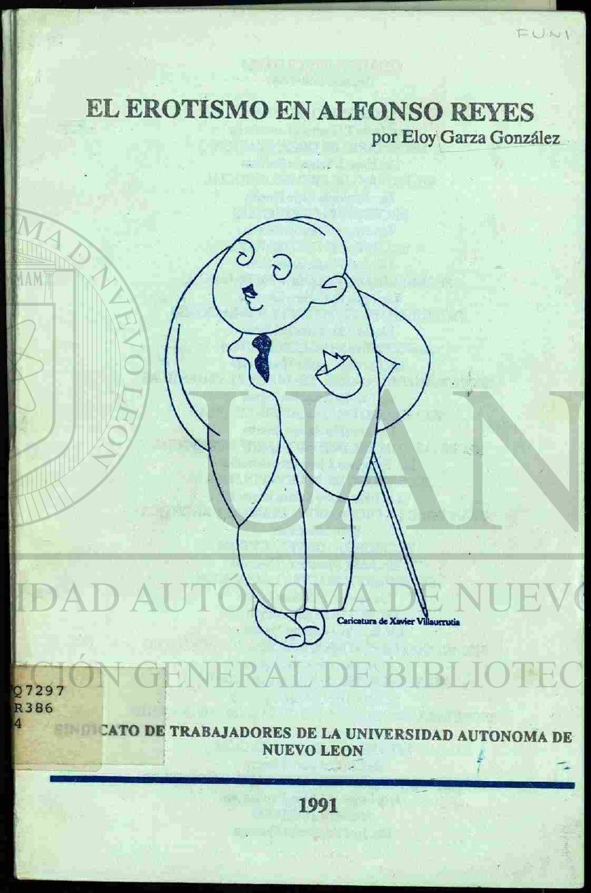 Portada ampliada de El erotismo en Alfonso Reyes - Eloy Garza Gonzalez - UANL 1991