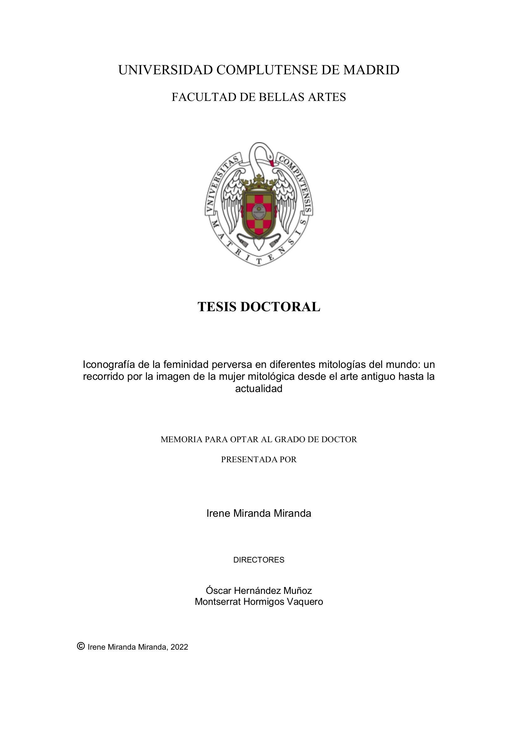 Portada ampliada de Iconografía de la feminidad perversa en diferentes mitologías del mundo: un recorrido por la imagen de la mujer mitológica desde el arte antiguo hasta la actualidad