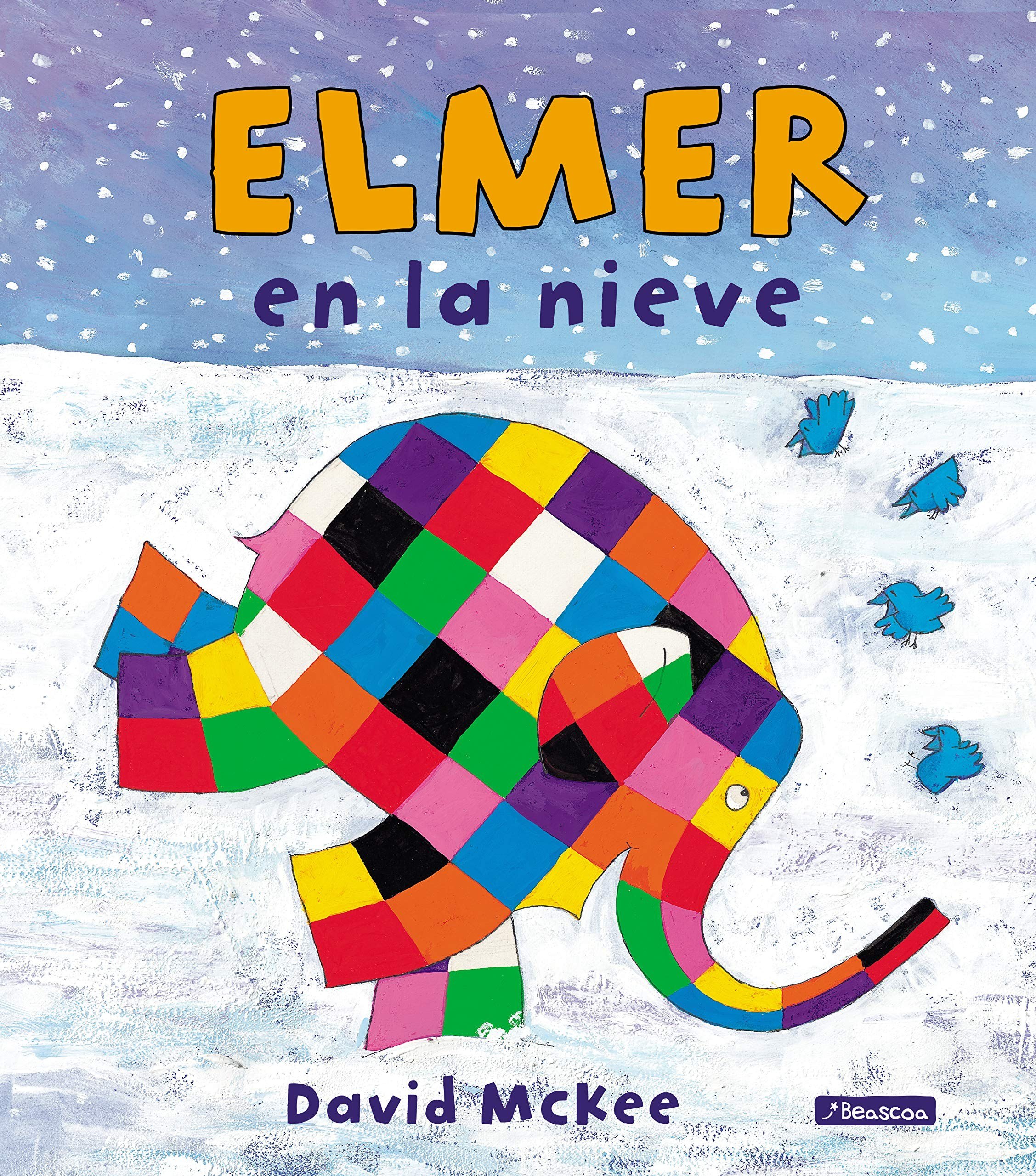 Portada ampliada de ELMER en la nieve