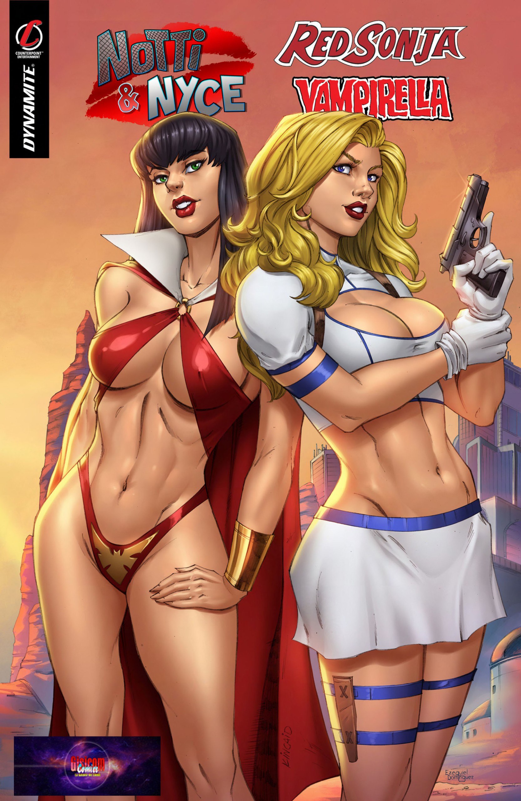 Portada ampliada de Notti & Nyce Red Sonja Vampirella (2023) por Antonimo-Mastergel(Gisicom)