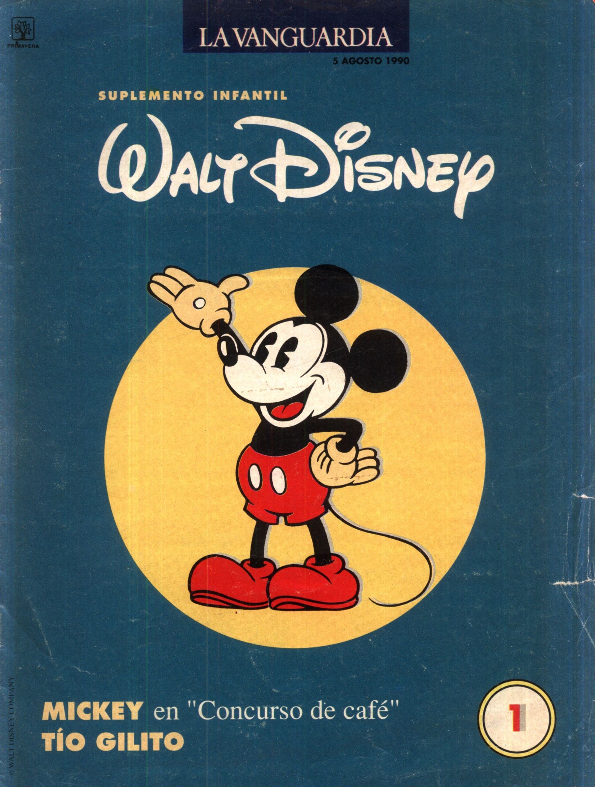 Portada ampliada de Mickey en "Concurso de café"