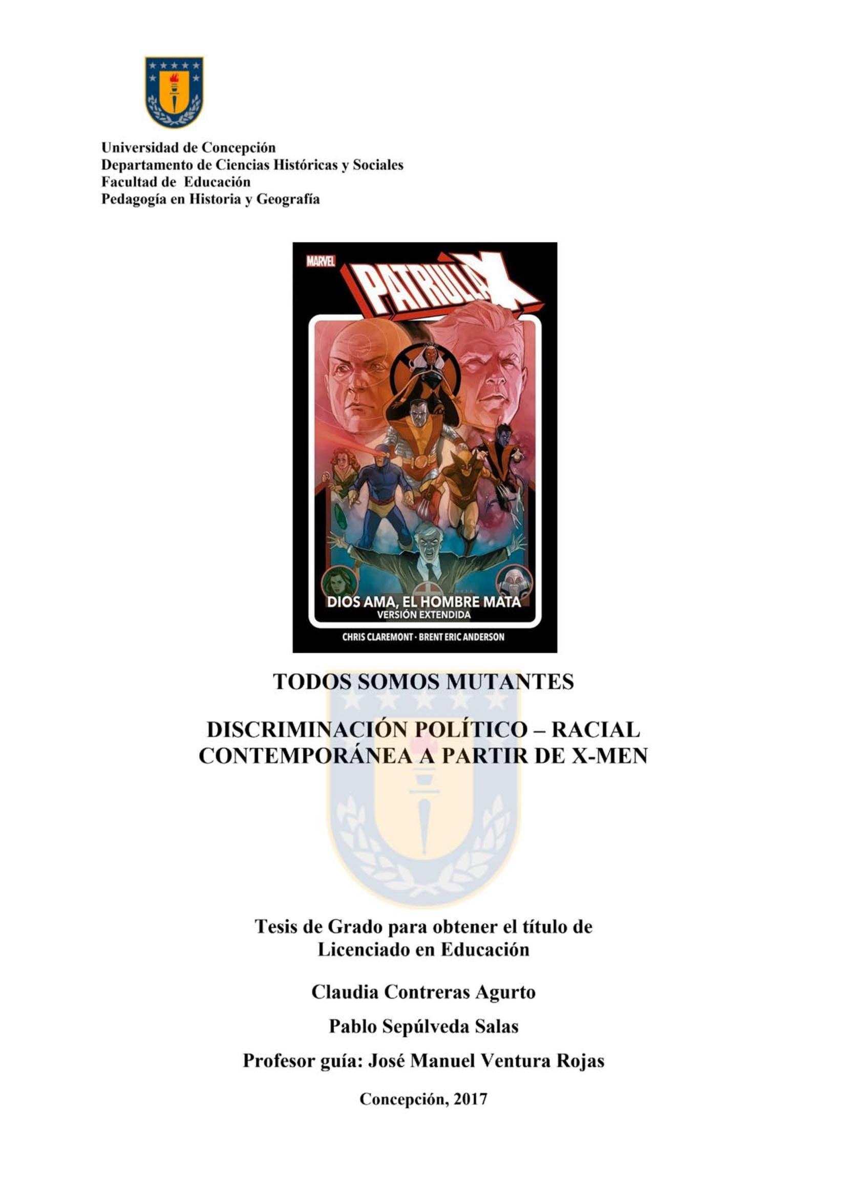 Portada ampliada de TODOS SOMOS MUTANTES DISCRIMINACIÓN POLÍTICO – RACIAL CONTEMPORÁNEA A PARTIR DE X-MEN