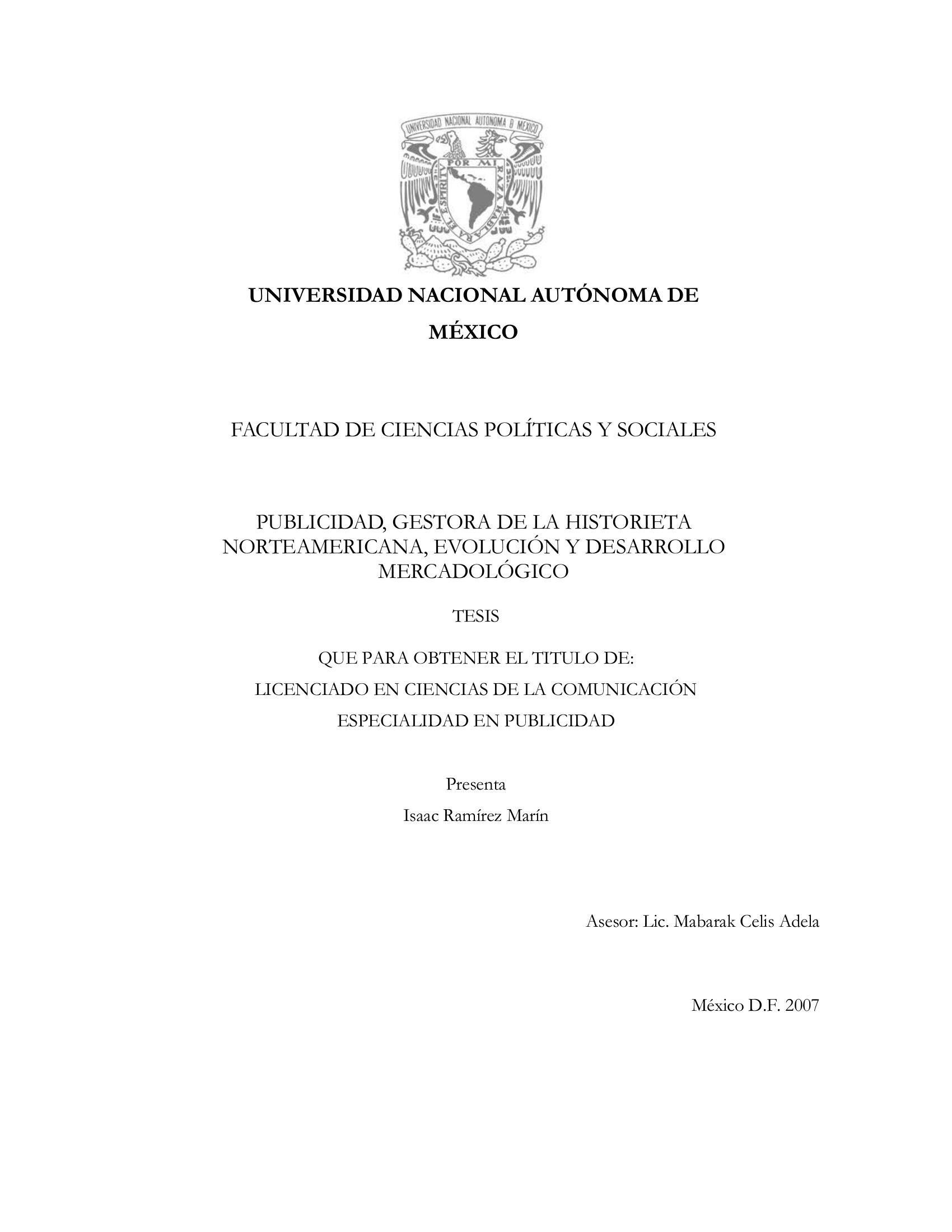 Portada ampliada de PUBLICIDAD, GESTORA DE LA HISTORIETA NORTEAMERICANA, EVOLUCIÓN Y DESARROLLO MERCADOLÓGICO