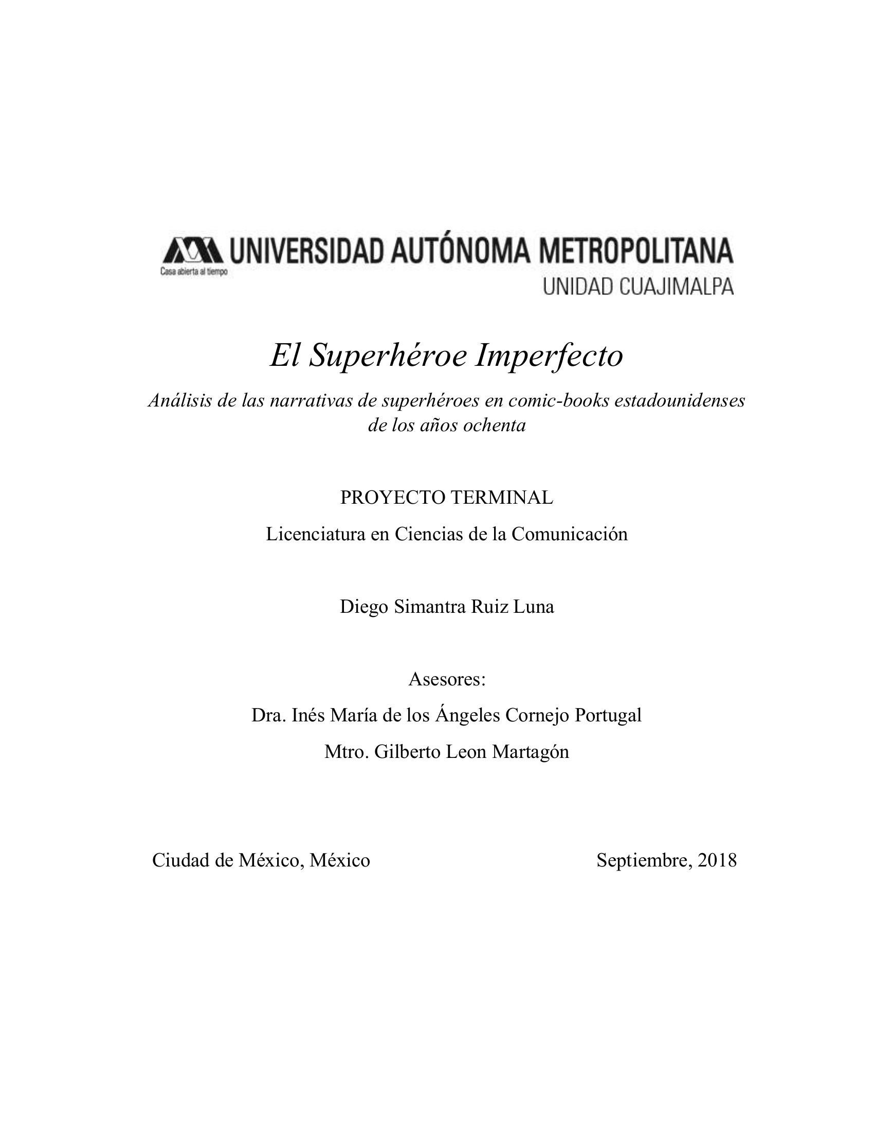 Portada ampliada de El Superhéroe Imperfecto
